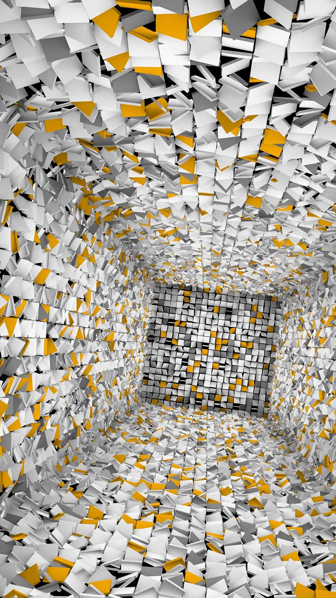 3d Iphone White And Yellow Tiles
