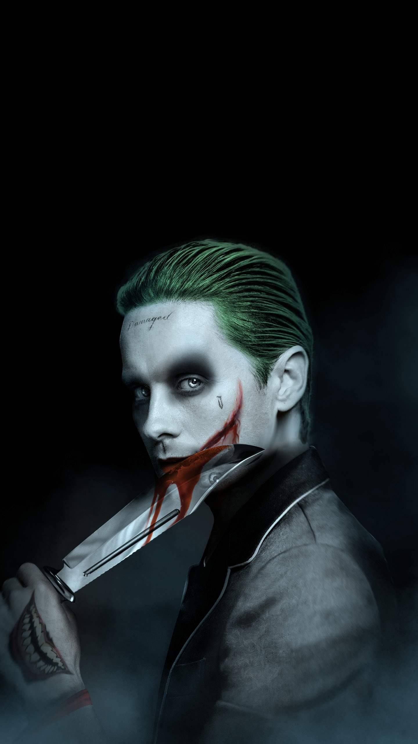 3d Joker Iphone Jared Leto Holding Knife Wallpaper