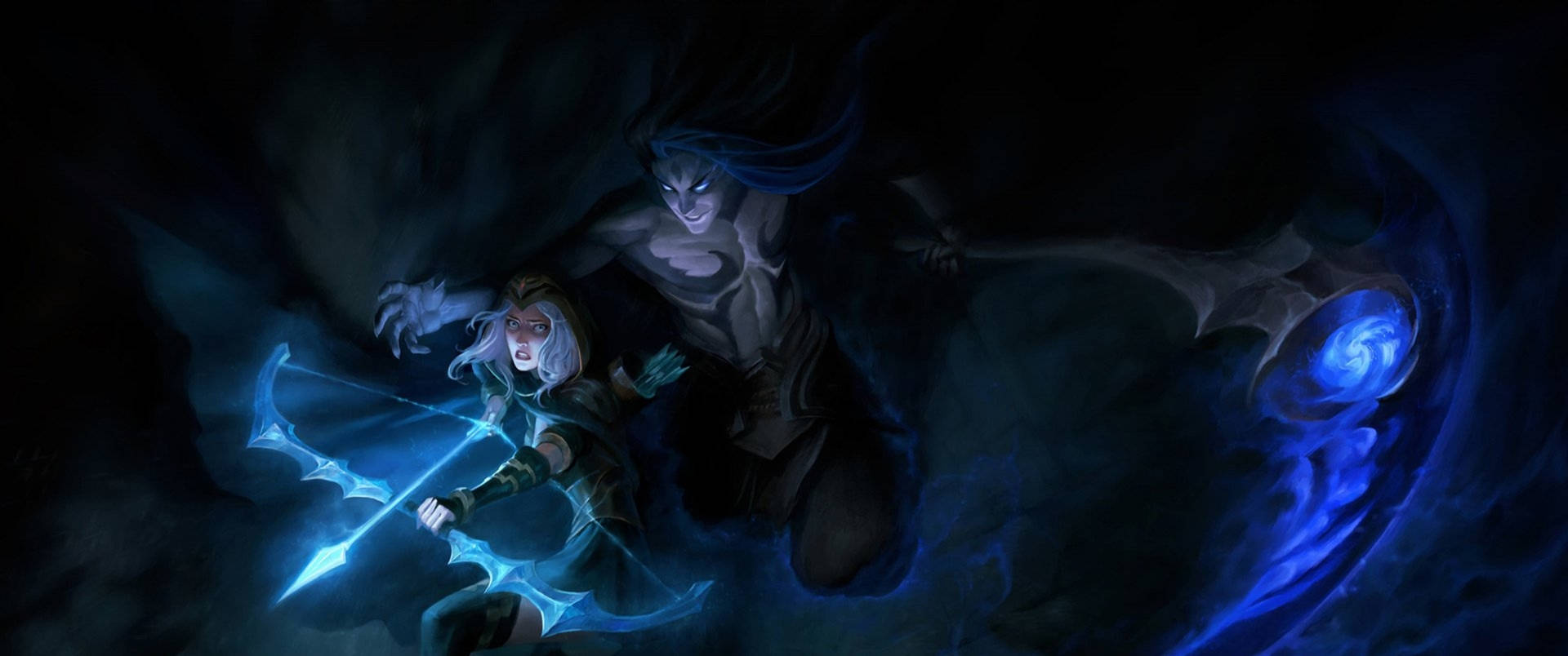 A Dark Image Of Two People Holding A Sword Wallpaper