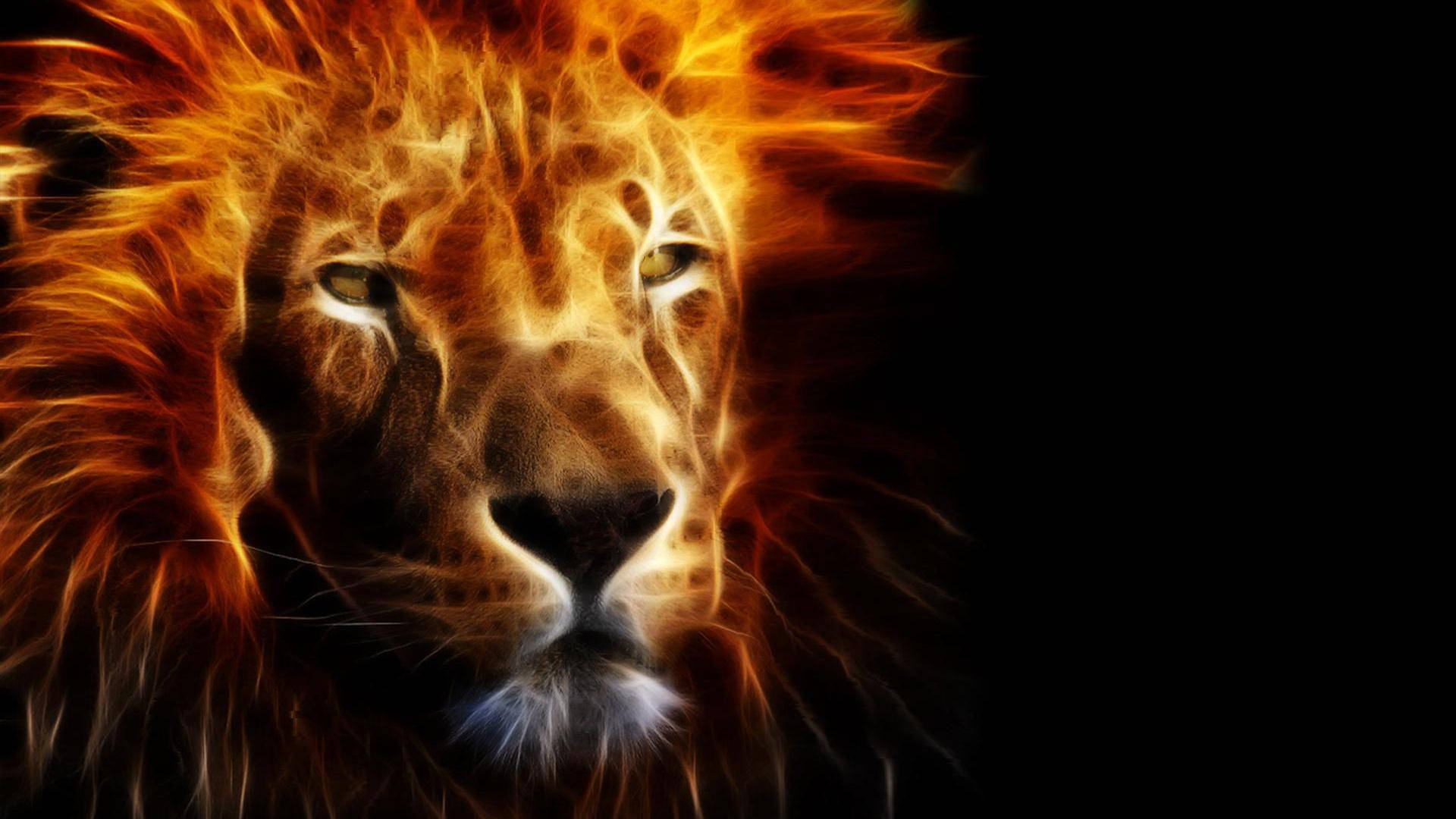 3D-Like Fire Lion Graphic Wallpaper