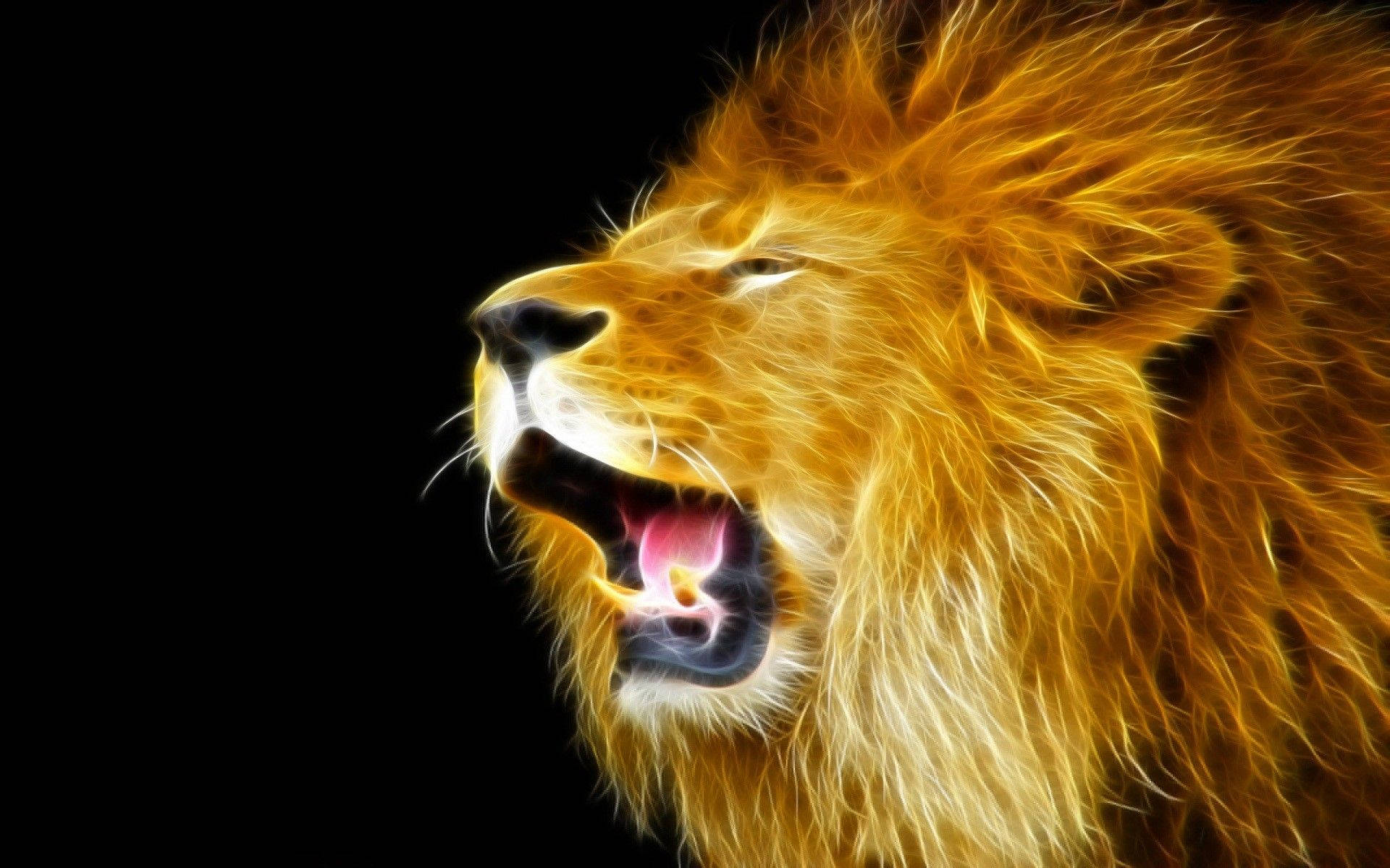 3d Lion Display Features Roaring Lion Wallpaper