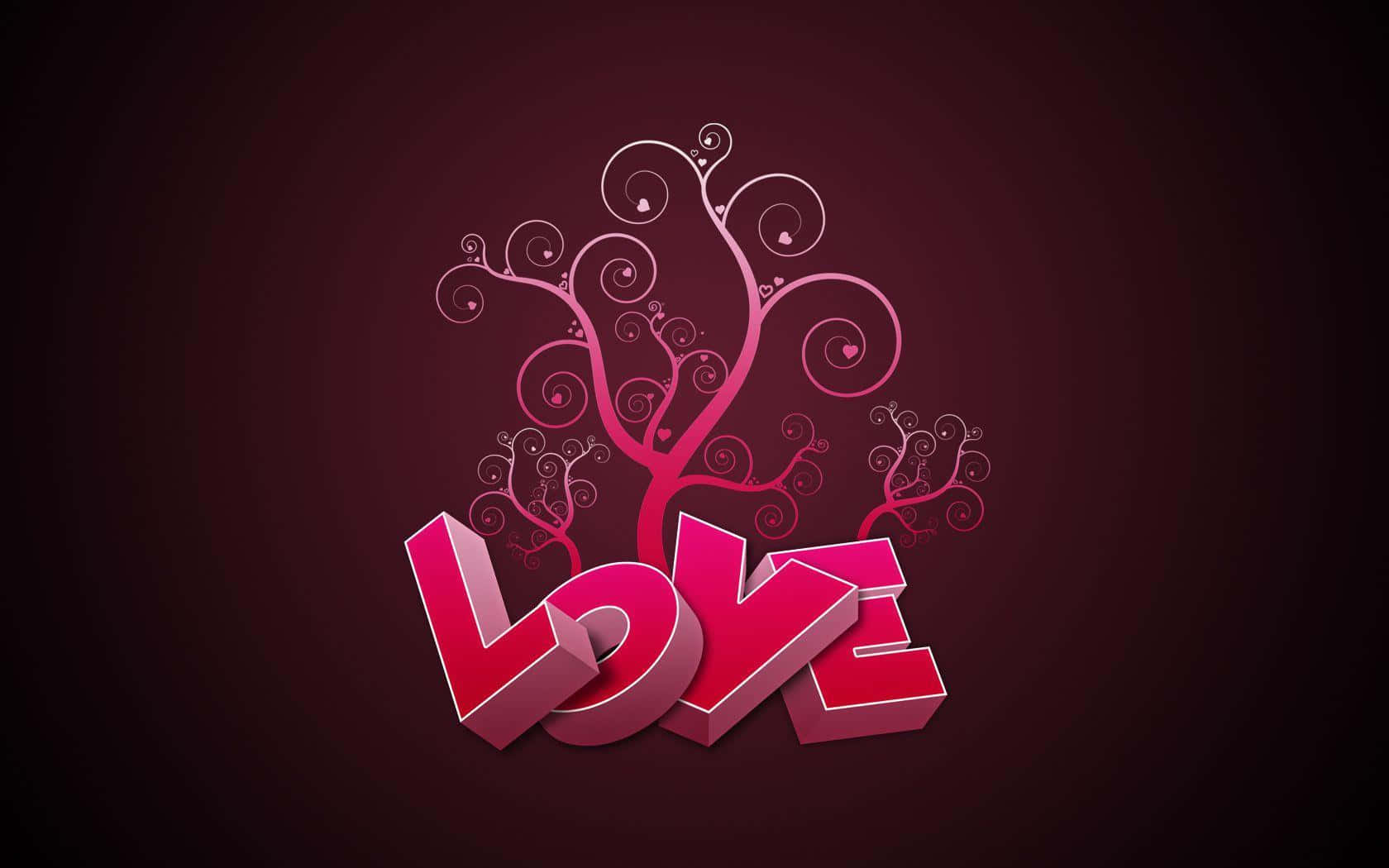 A Pair of 3D Red Hearts Intertwined Wallpaper