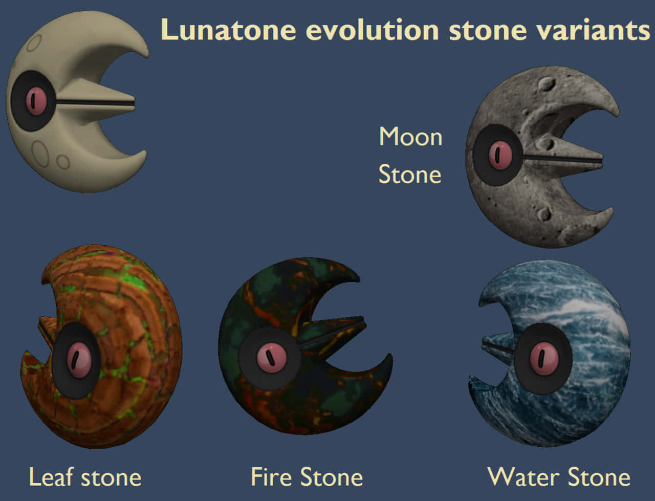 3d Lunatone Evolution Stone Variants Wallpaper