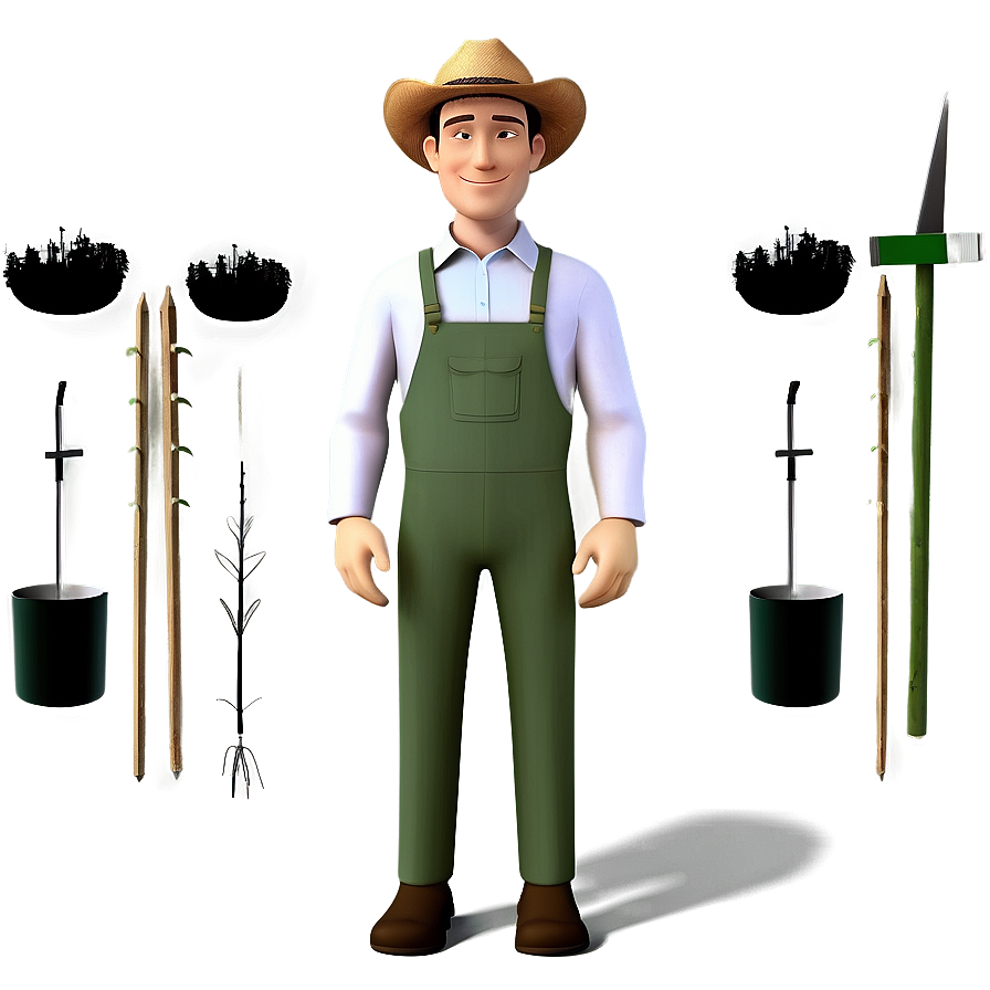 3d Man Farmer Png 06272024 PNG