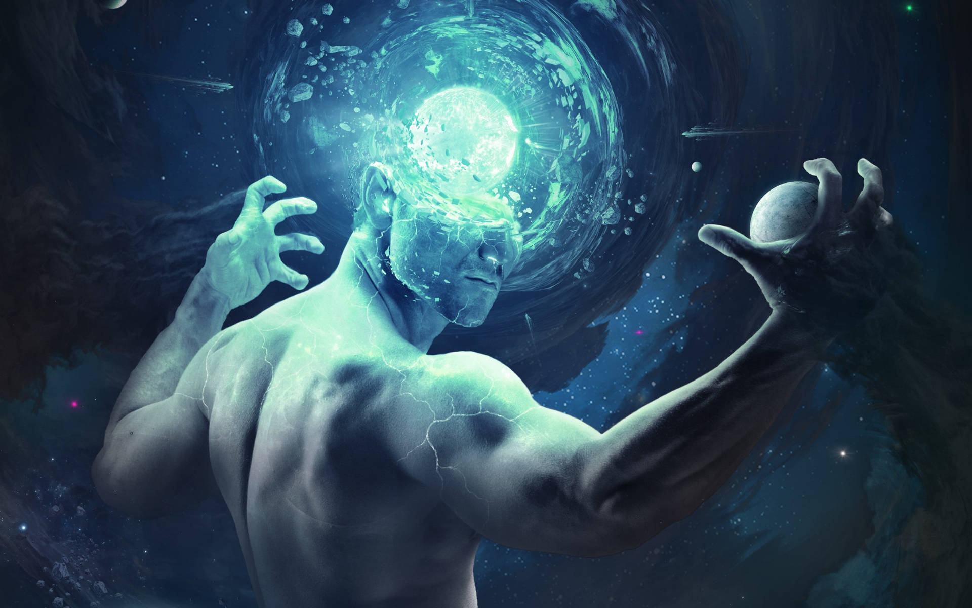 3d Man With Glowing Mind Orb Wallpaper