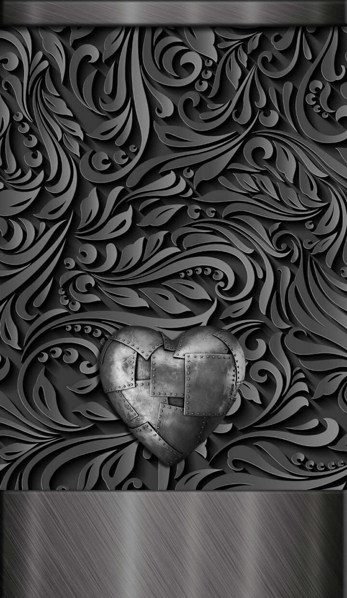 3D Marble Black Heart iPhone Wallpaper