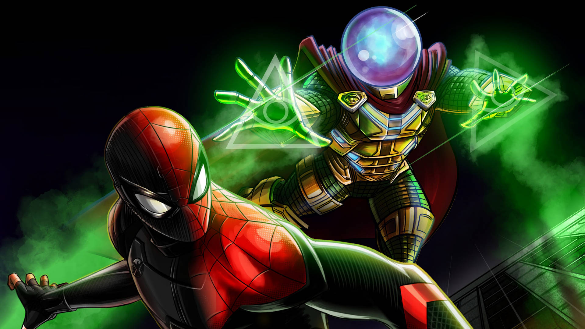 3D Mysterio And Spider-Man Wallpaper