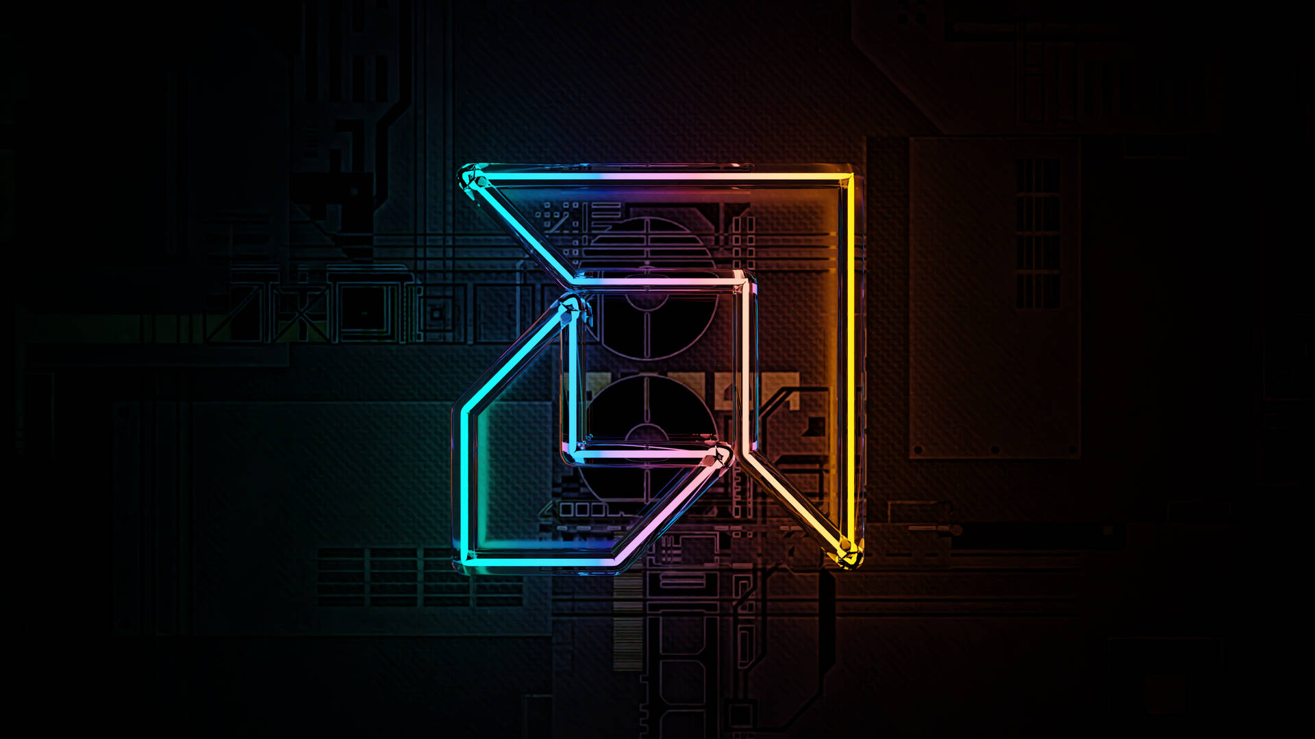 3D Neon AMD Logo Wallpaper