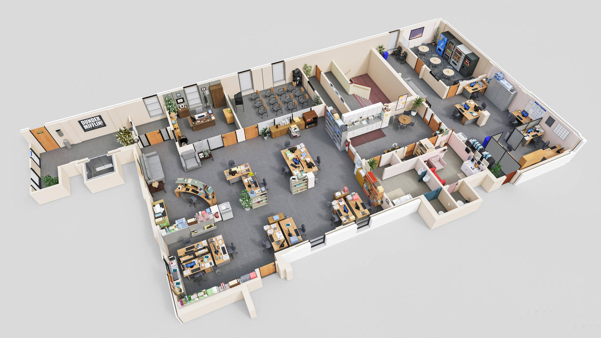 3d Office Floor Plan Wallpaper