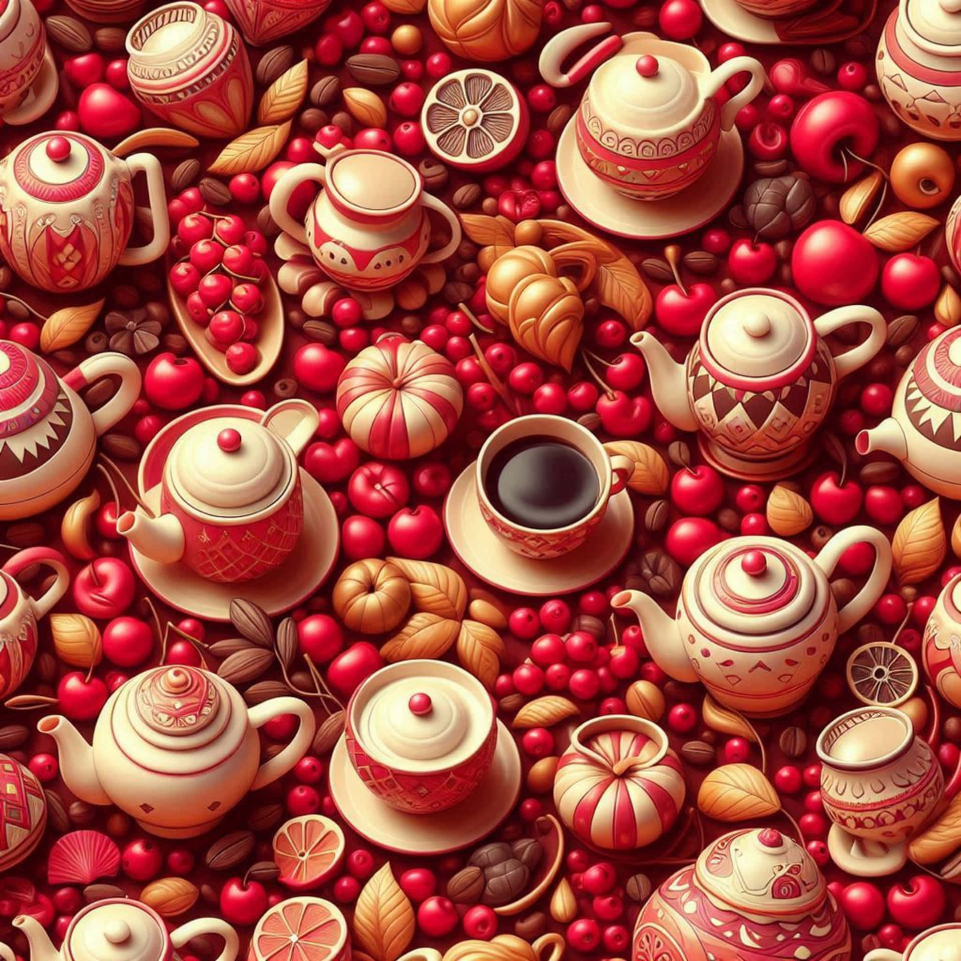 3d Pattern Cups Wallpaper