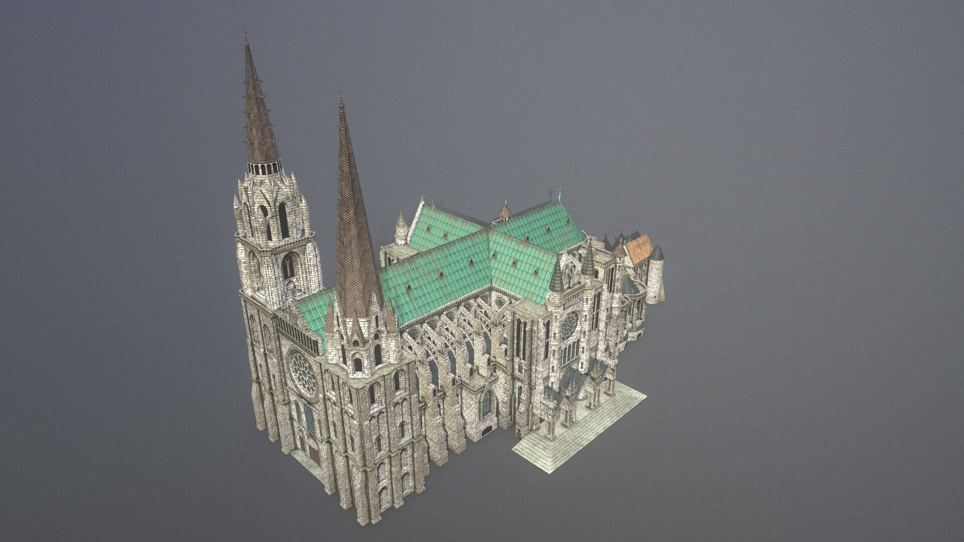 Perspectivaen 3d De La Catedral De Chartres Fondo de pantalla
