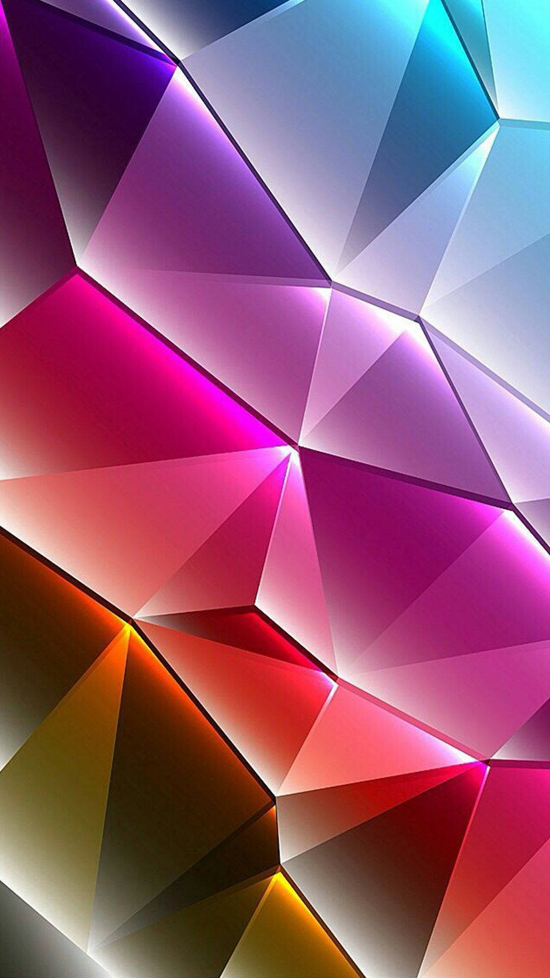 3d Phone Colorful Shiny Poly Art Wallpaper