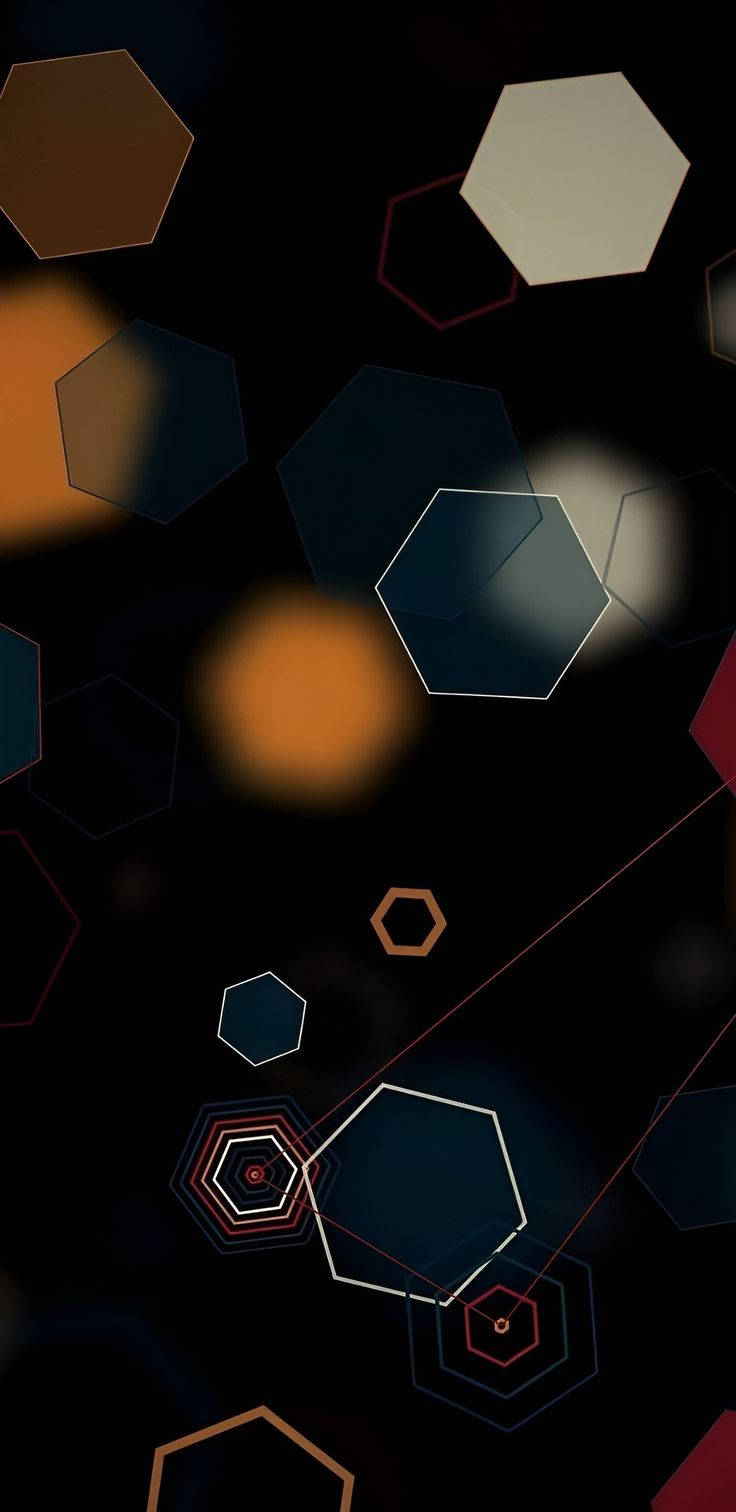 3d Phone Hexagons Dark Theme Wallpaper