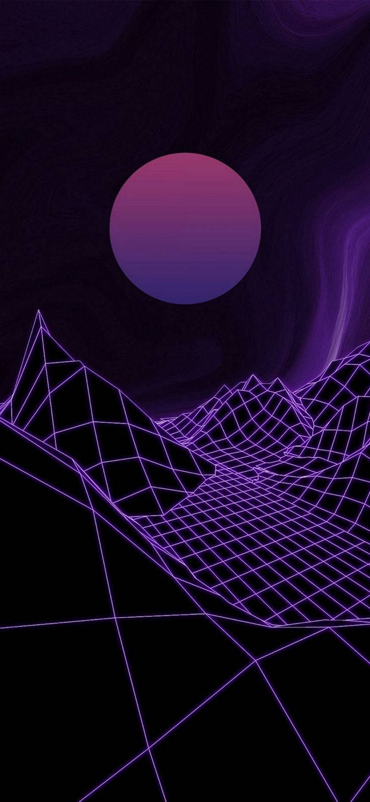 3d Phone Purple Retrowave Landscape Wallpaper