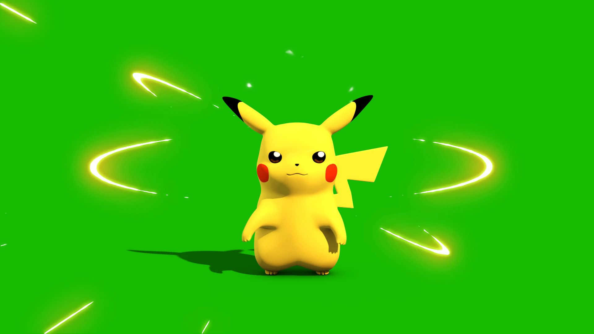 Pikachuauf Einem Grünen Hintergrund Mit Einem Leuchtenden Licht. Wallpaper