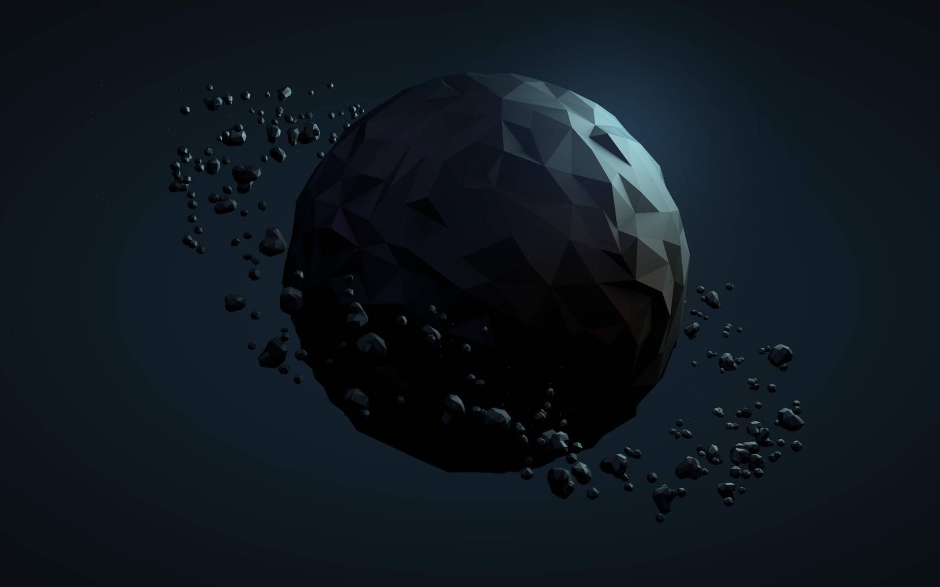 3D Polygon Black Planet Wallpaper