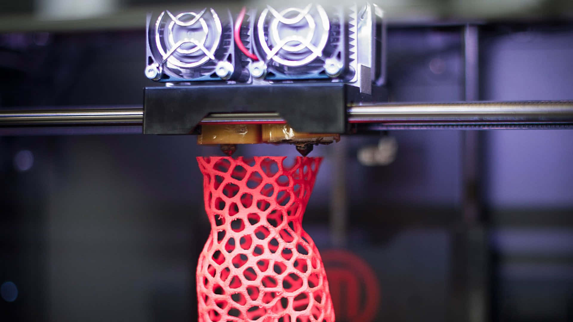 Advanced 3D Printer at Work in a Futuristic Laboratory Wallpaper