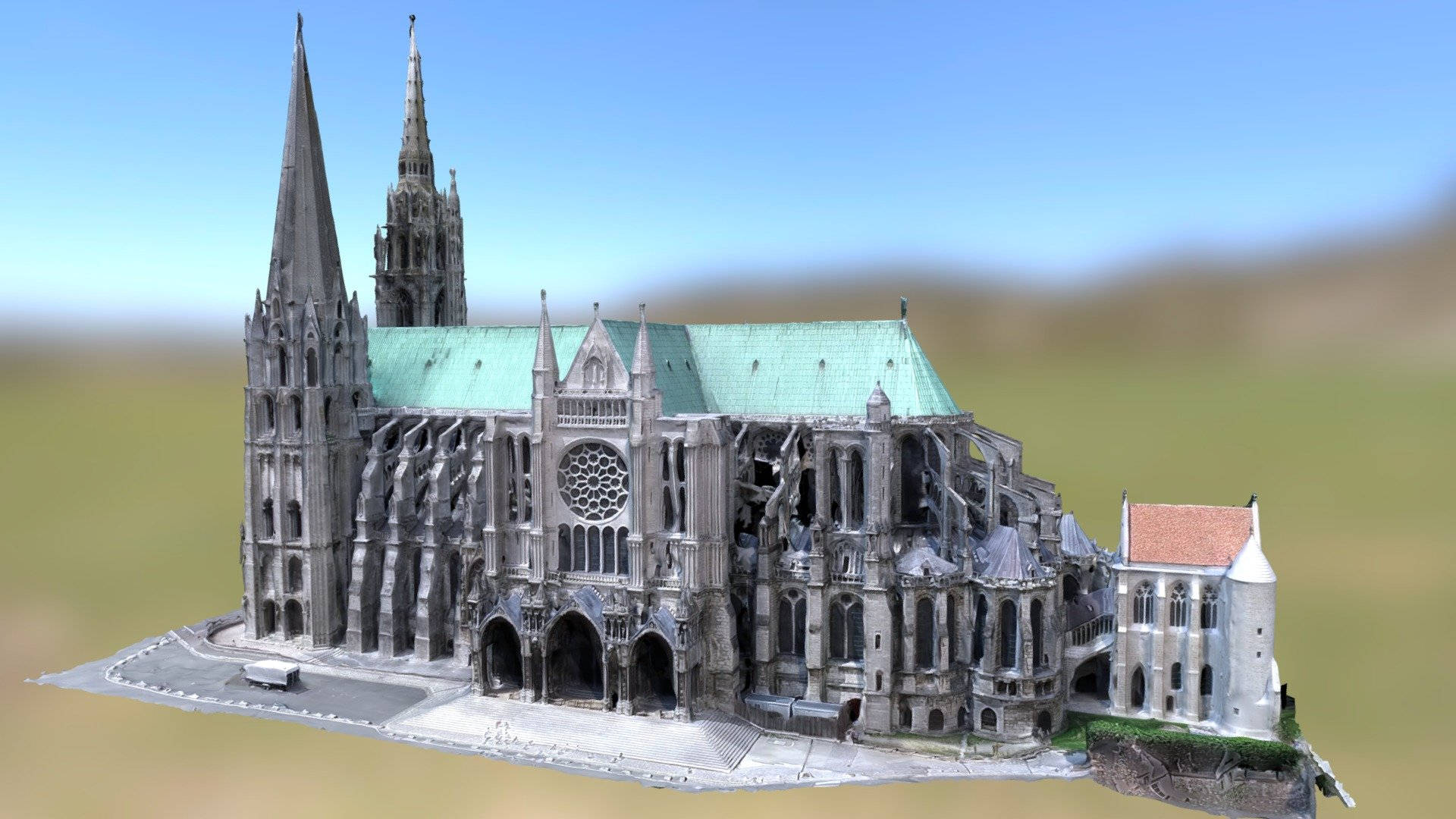 Recreaciónen 3d De La Catedral De Chartres Fondo de pantalla