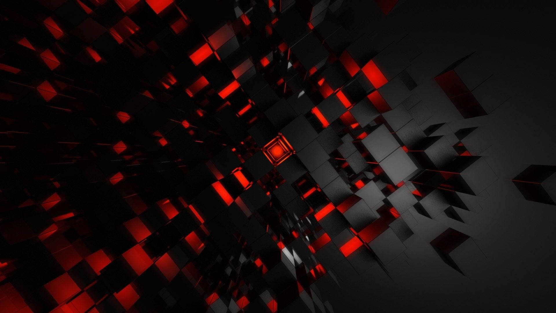 3D Red and Black Cubes Wallpaper