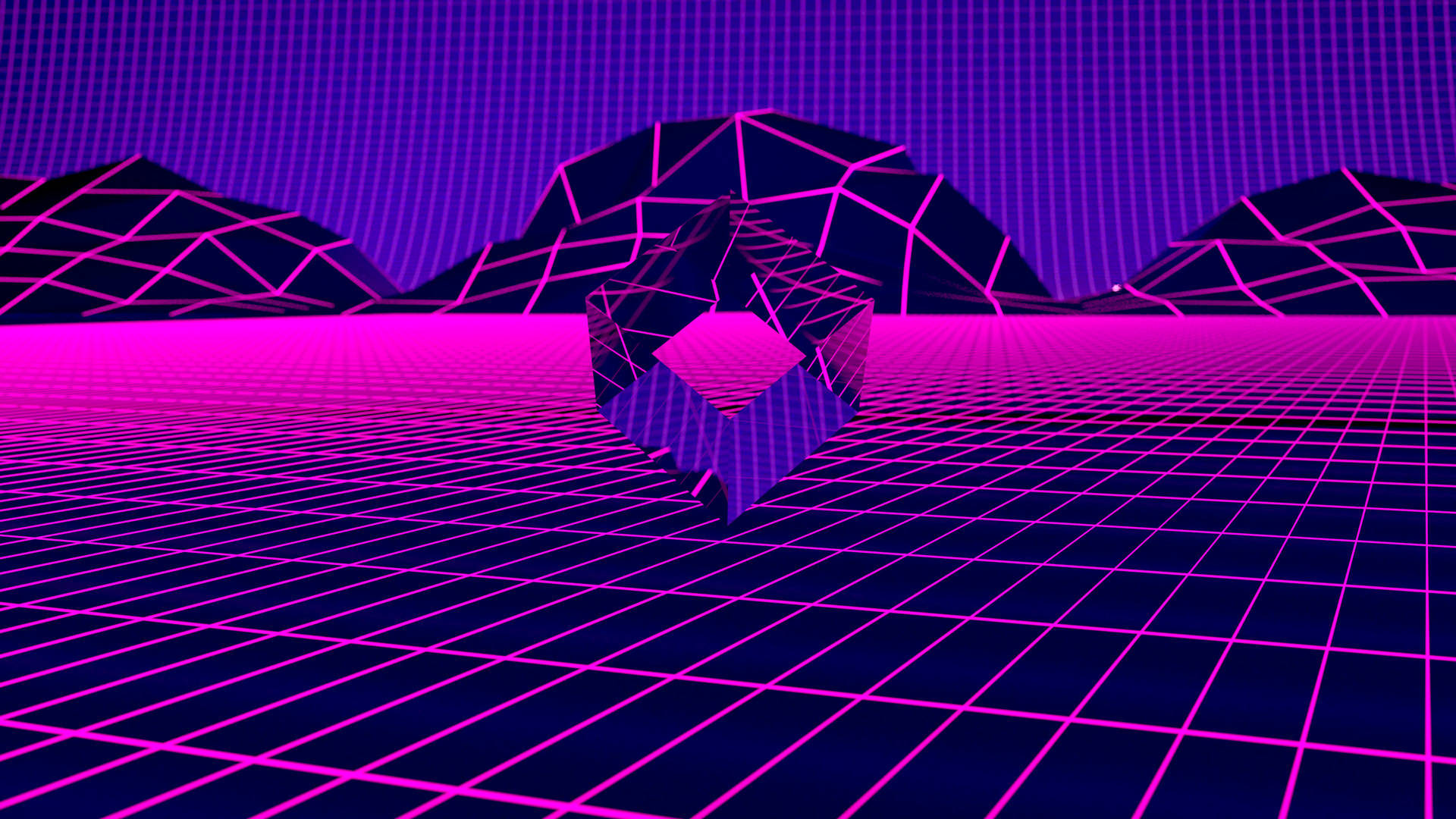 Relive the past with this avant-garde 3D RetroWave Cube! Wallpaper