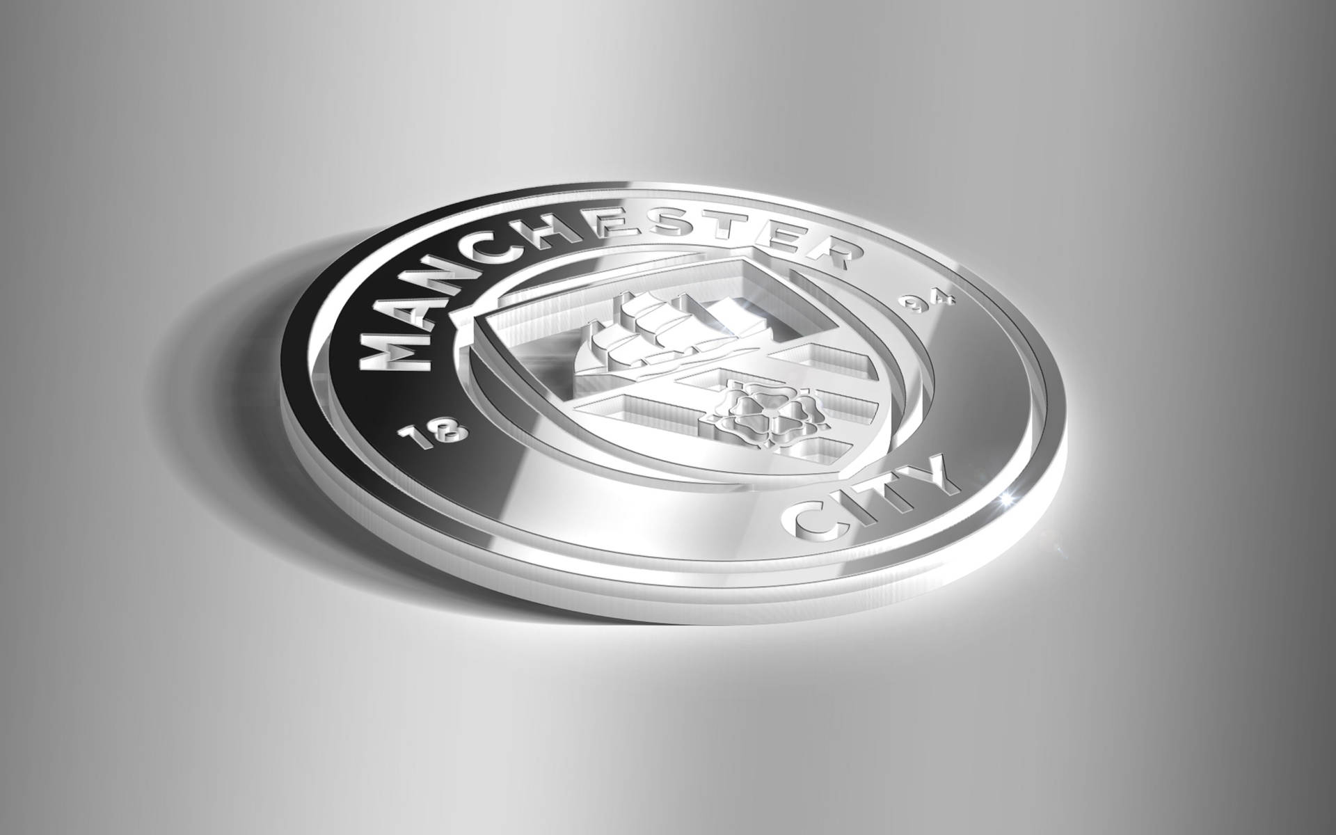 3d Silver Manchester City Logo Background