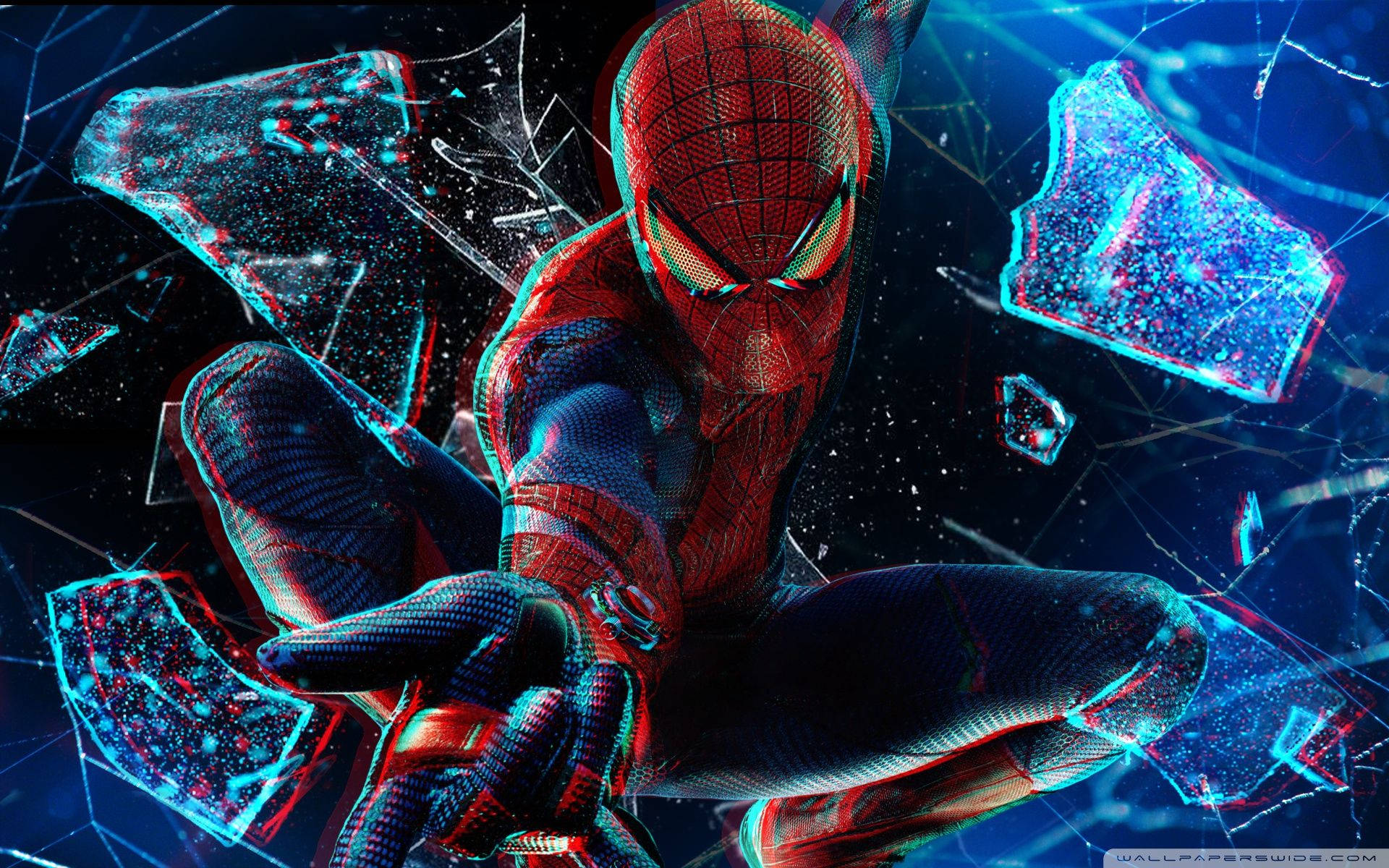 3d Spiderman Breaking Through Glass