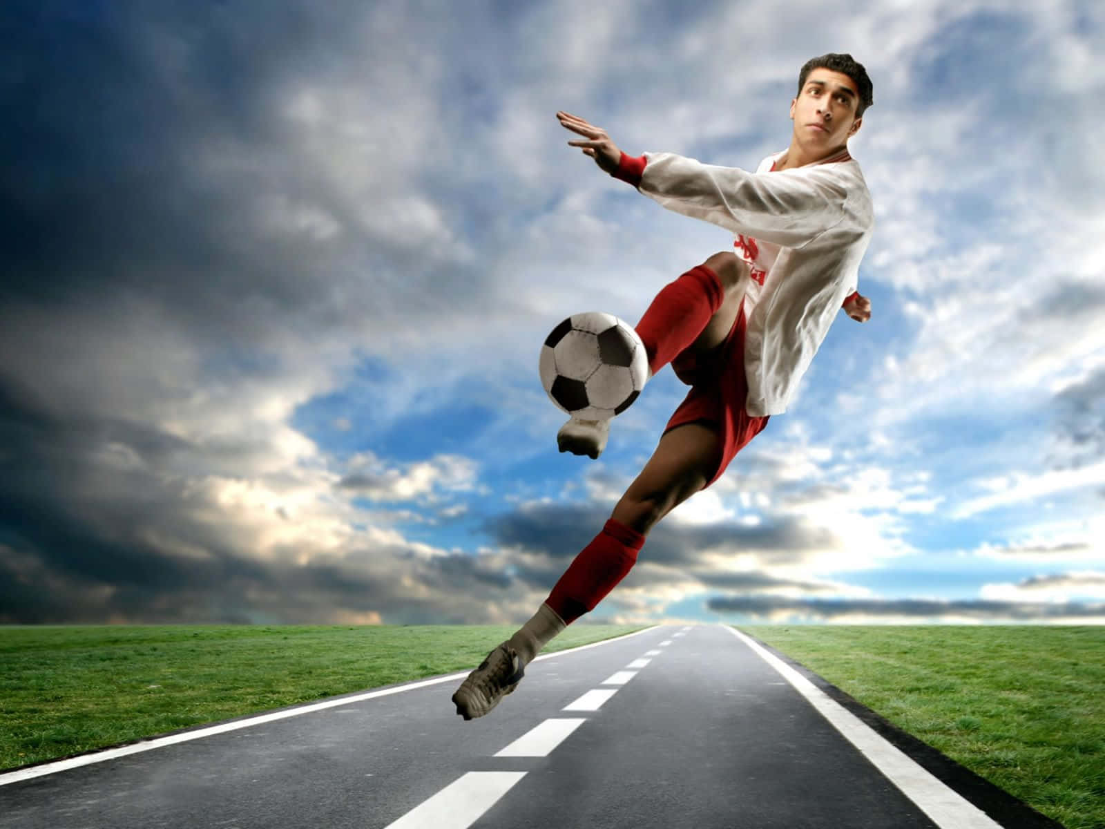 3D Sports Action: A soccer player's perfect kick Wallpaper