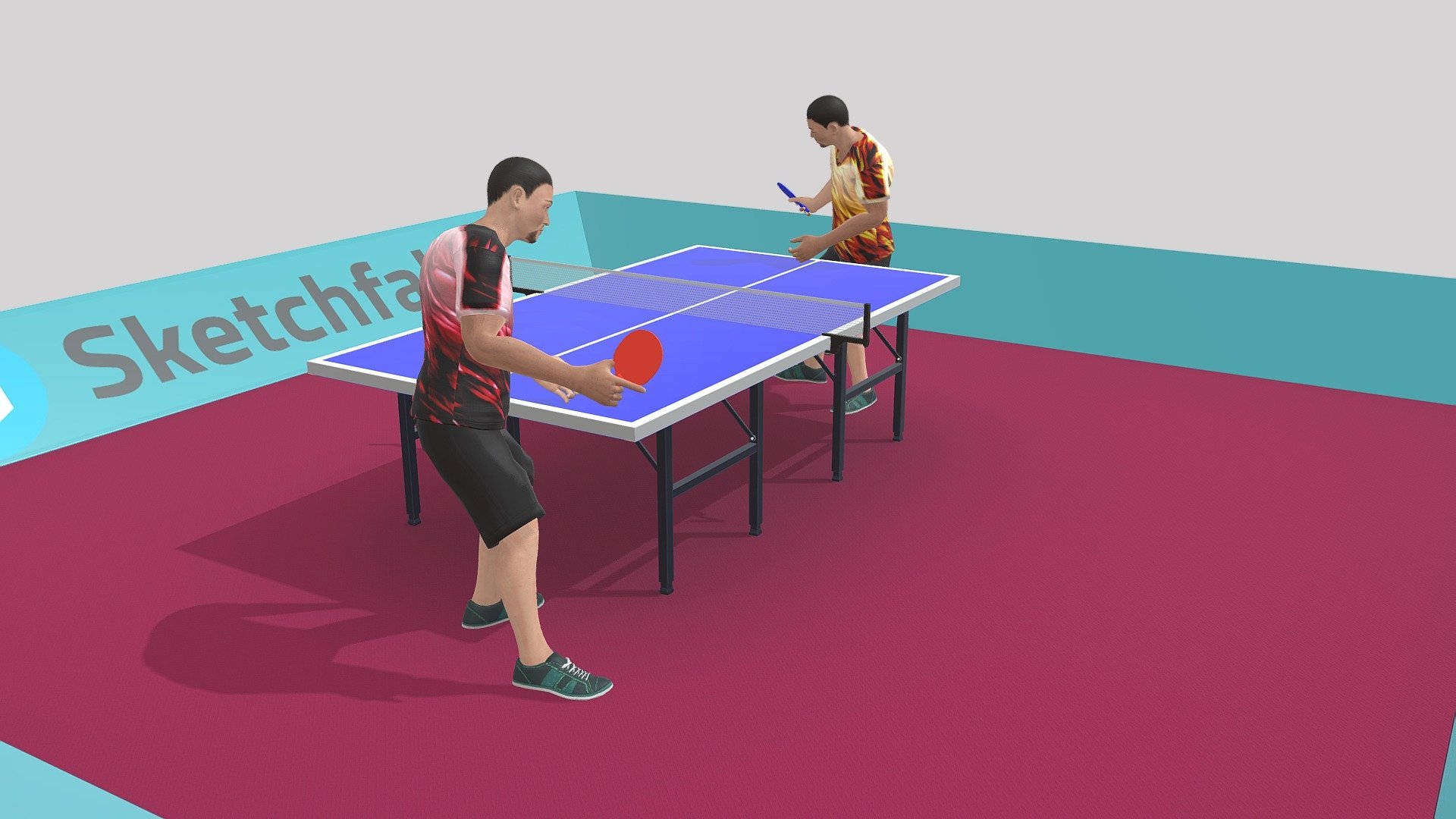 3D Table Tennis Animated Players Wallpaper
