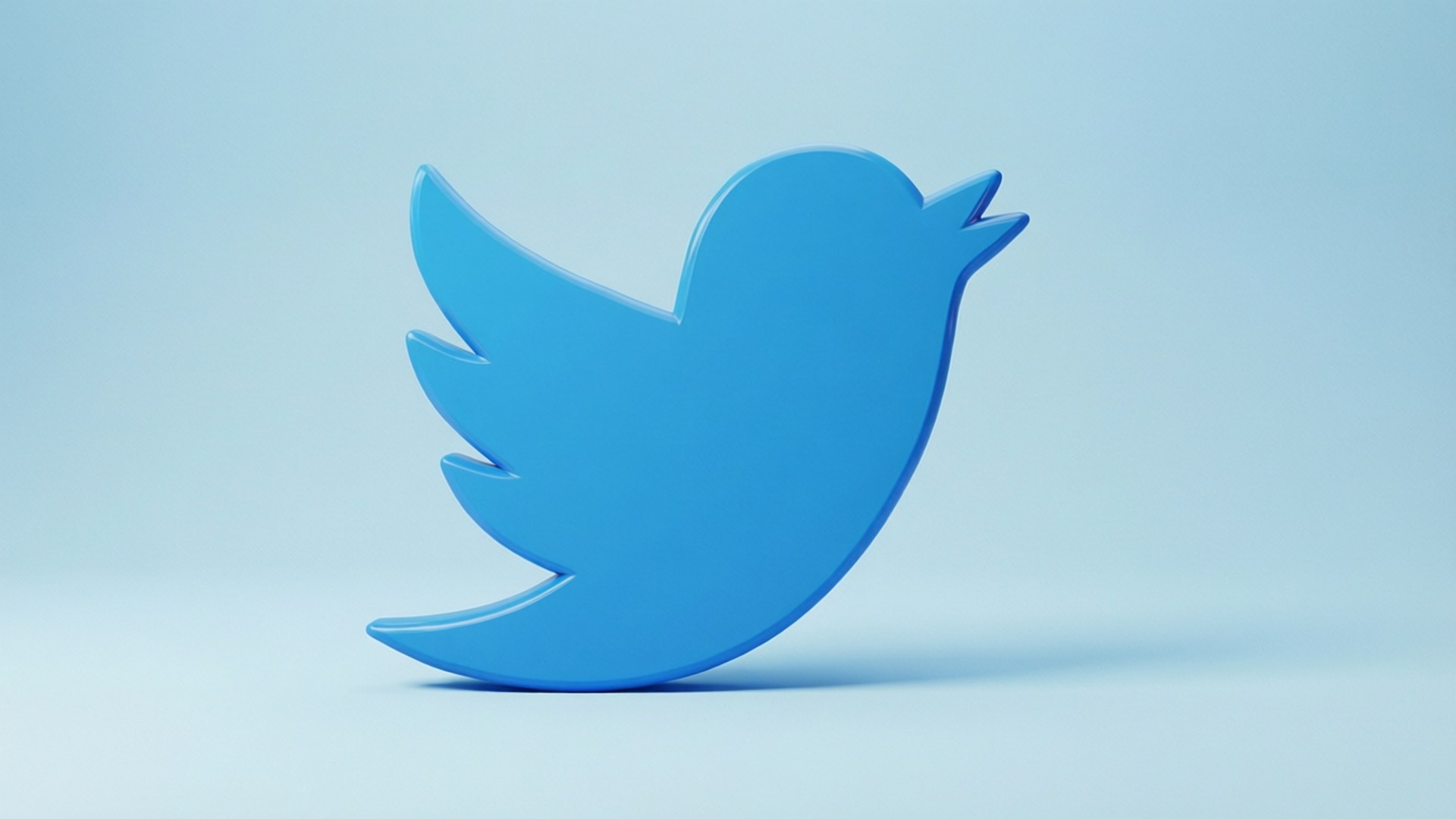 Ren 3D Twitter-fugl med myk skygge.