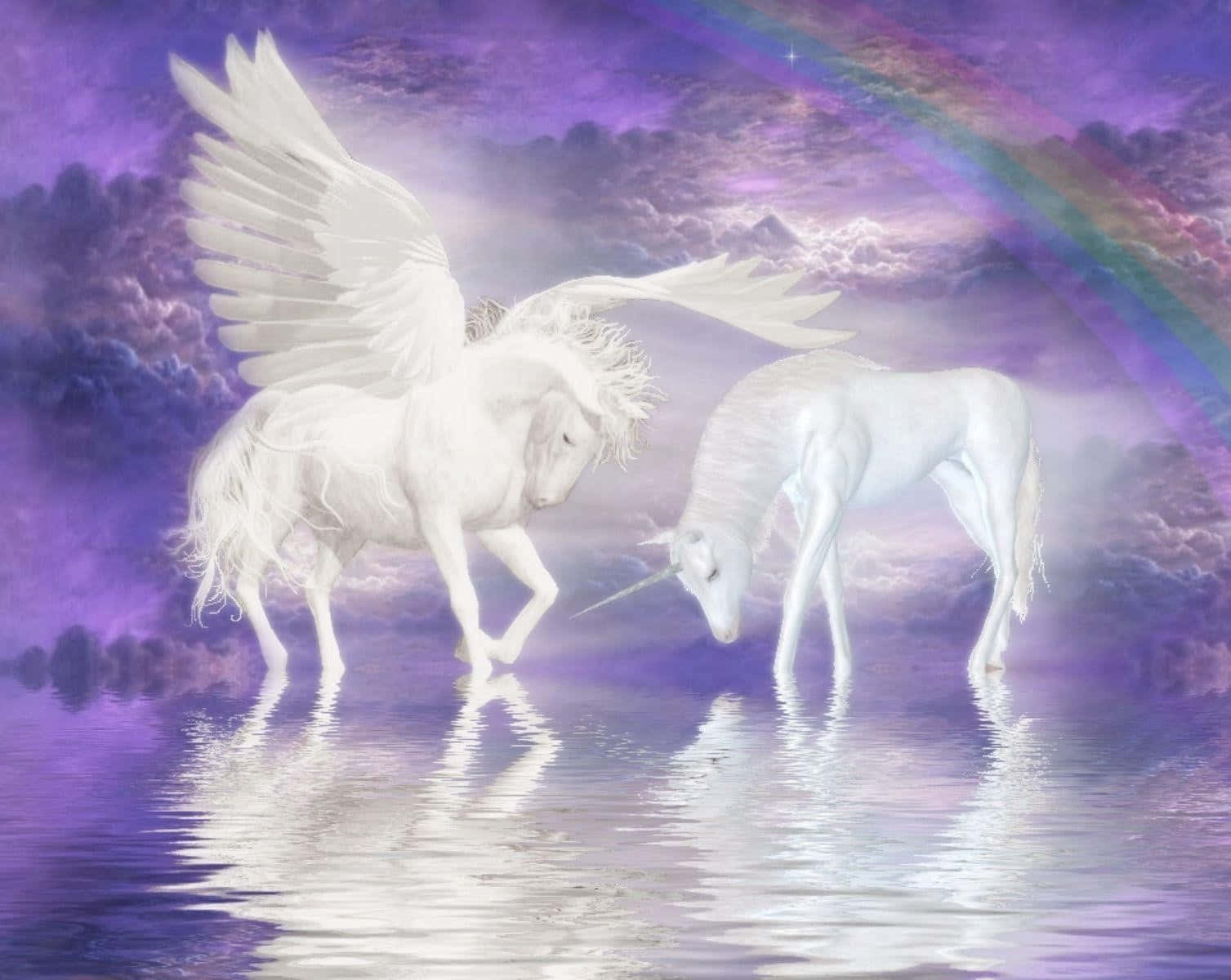 Magical 3D Unicorn in a Fantasy World Wallpaper