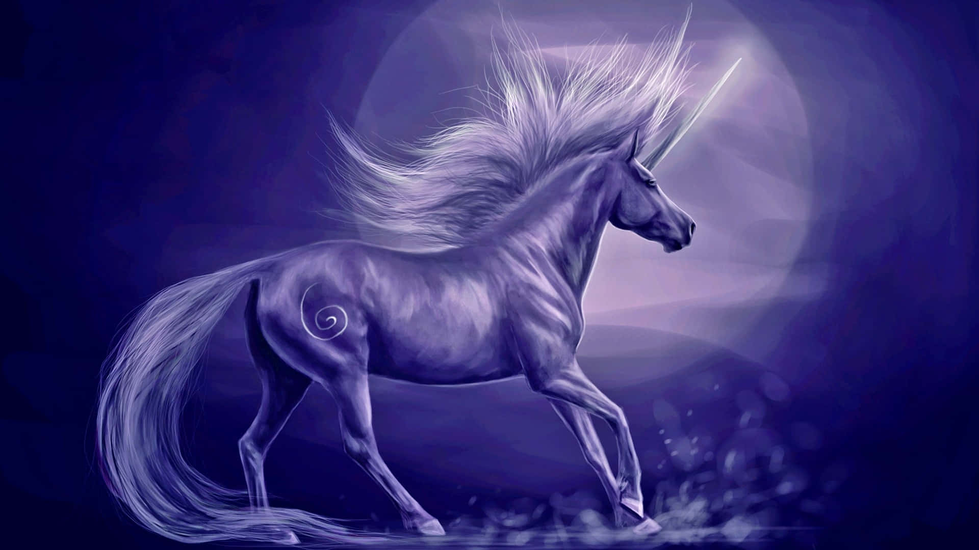 Mystical 3D Unicorn in Dreamy Landscape Wallpaper