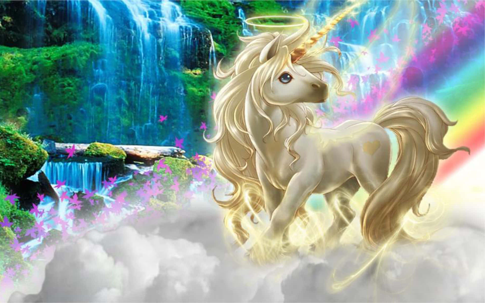 Majestic 3D Unicorn in a Magical World Wallpaper