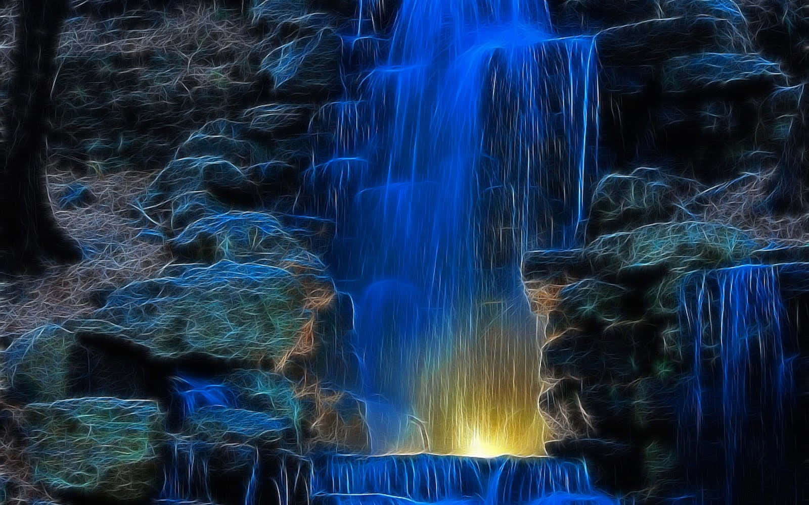 Impresionantefondo De Pantalla De Cascada En 3d. Fondo de pantalla