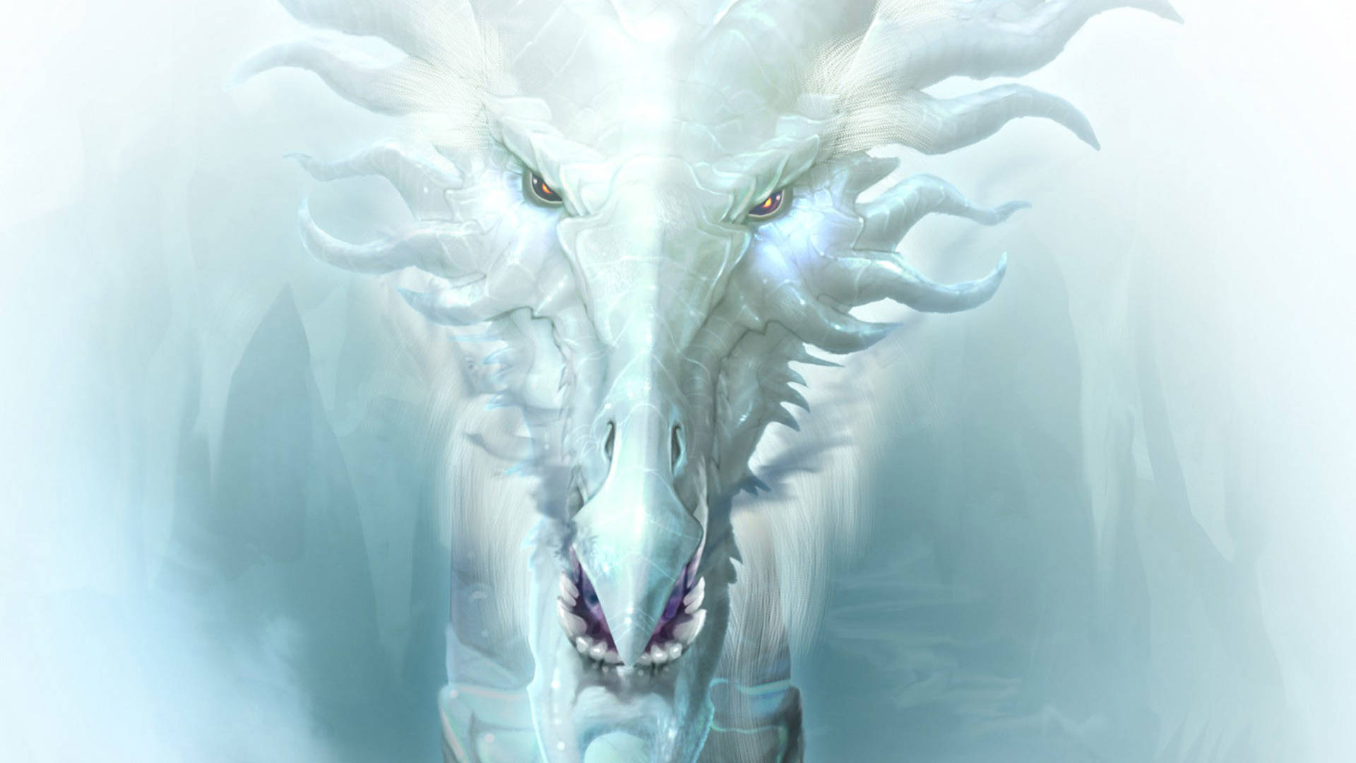 3D Hvid Is Dragon Over en Træstamme Wallpaper