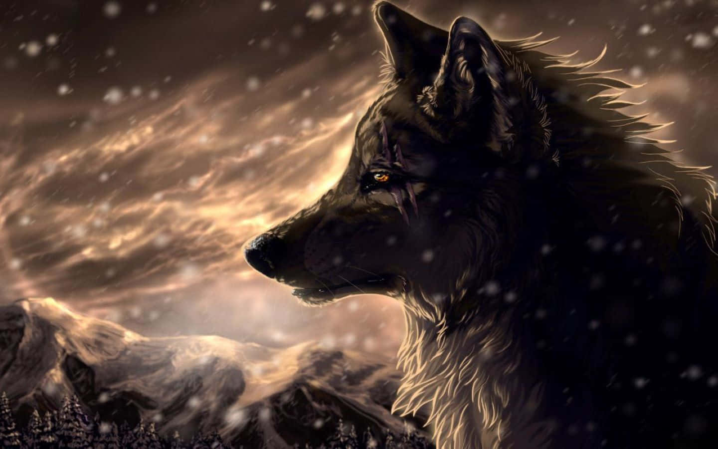 Majestic 3D Wolf in a Dreamy Forest Wallpaper