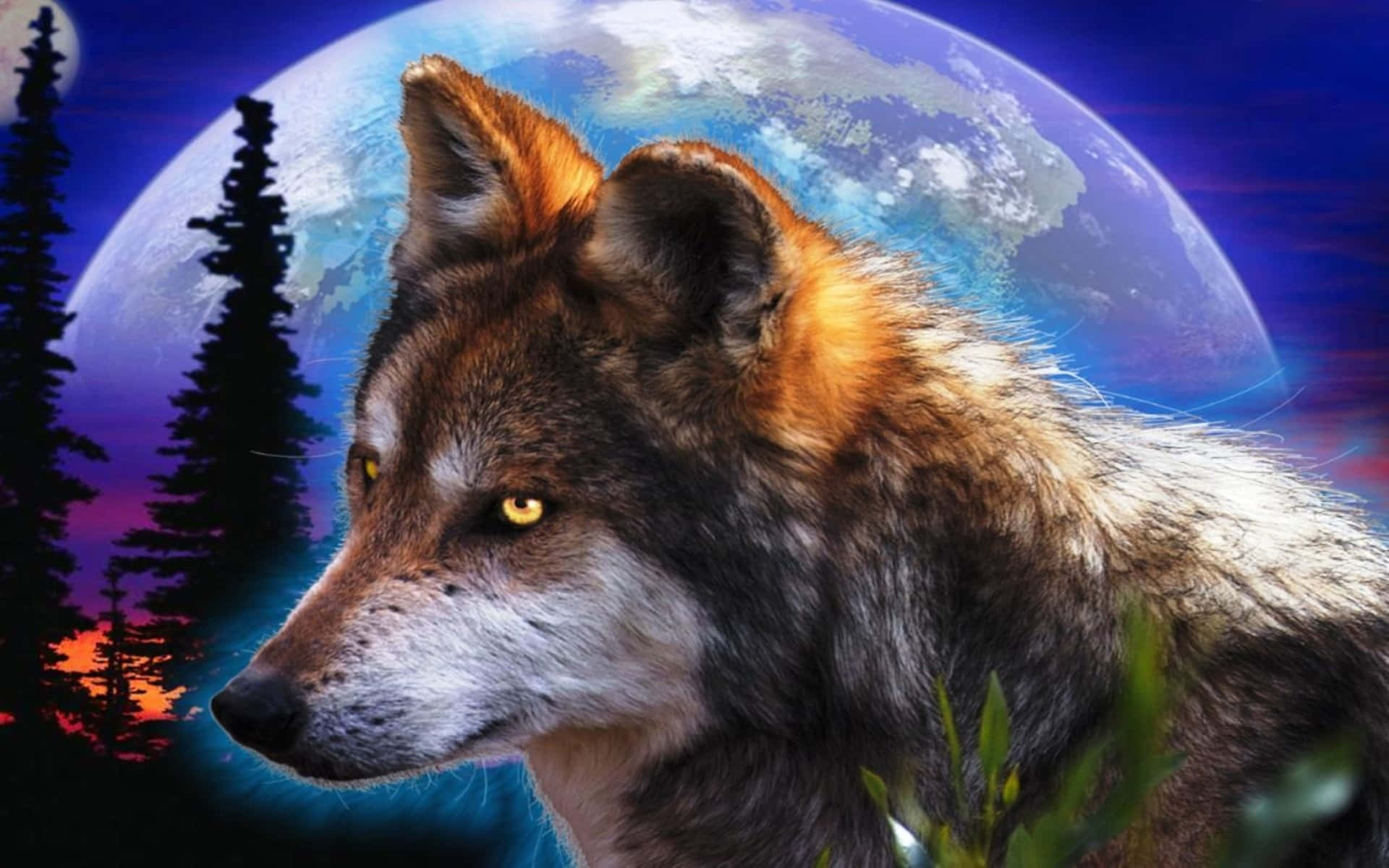 Captivating 3D Wolf Illustration Wallpaper
