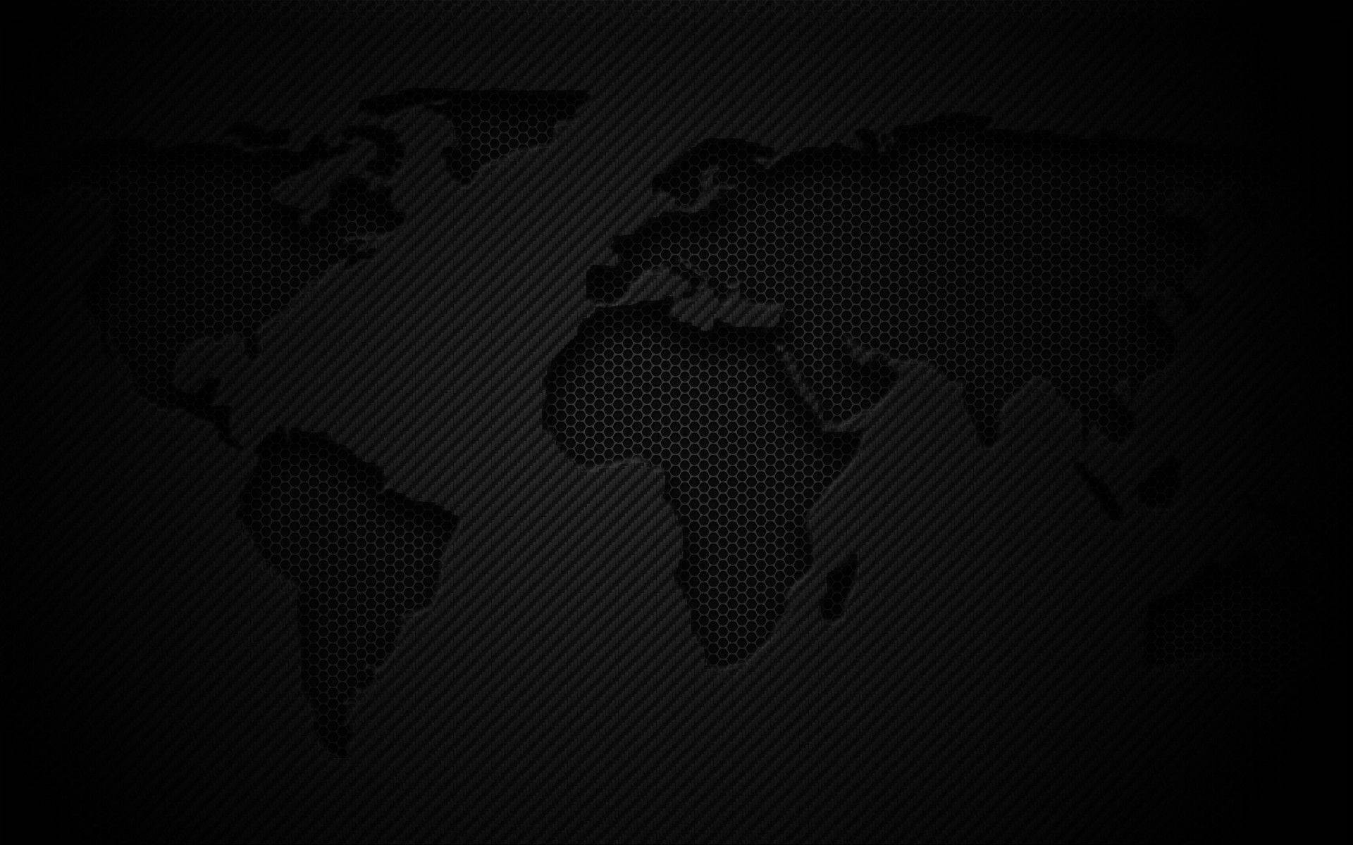 Download 3d World Map Pitch Black Pattern Wallpaper 