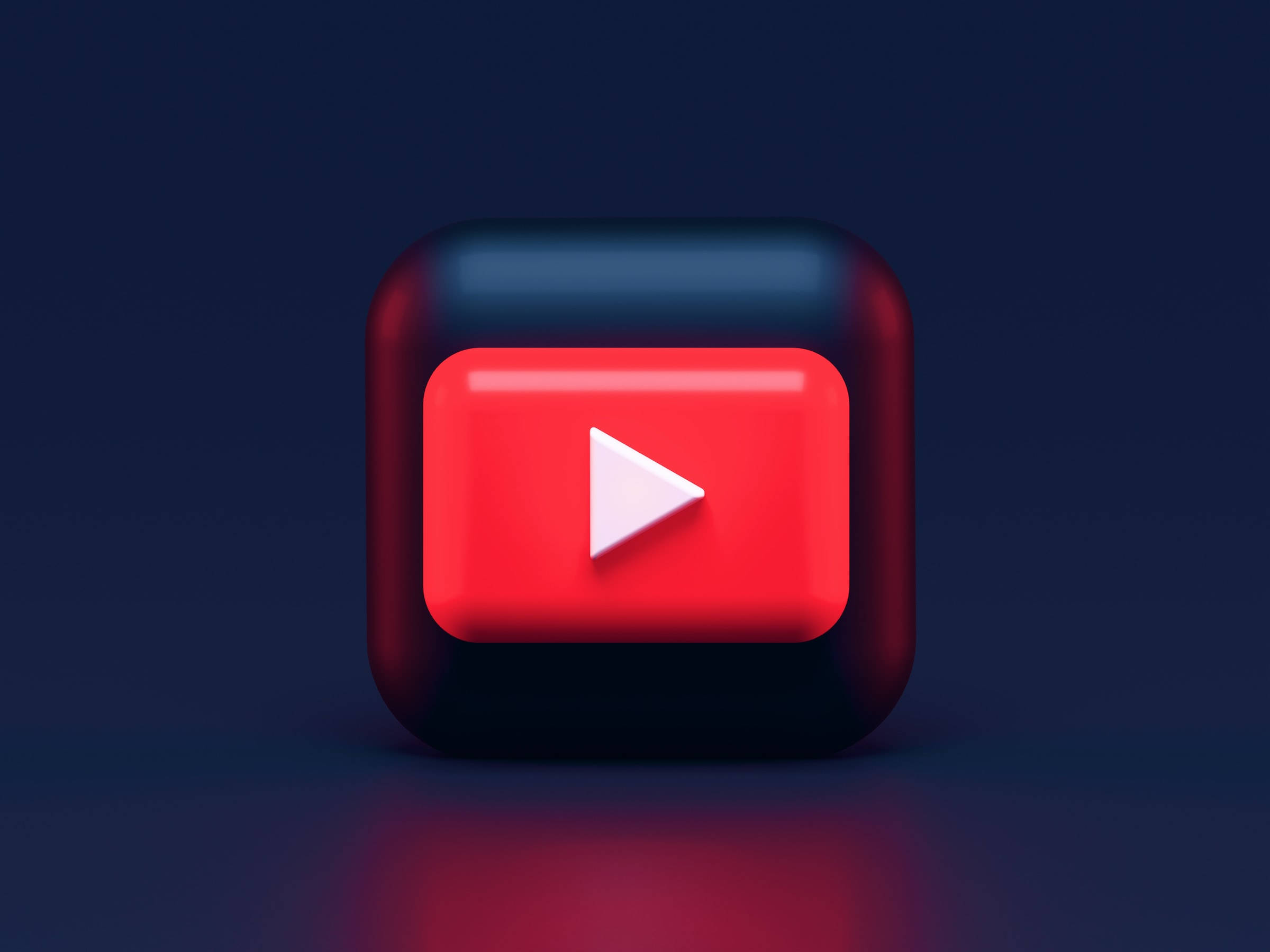 3d Youtube Cover Icon Dark Blue Wallpaper