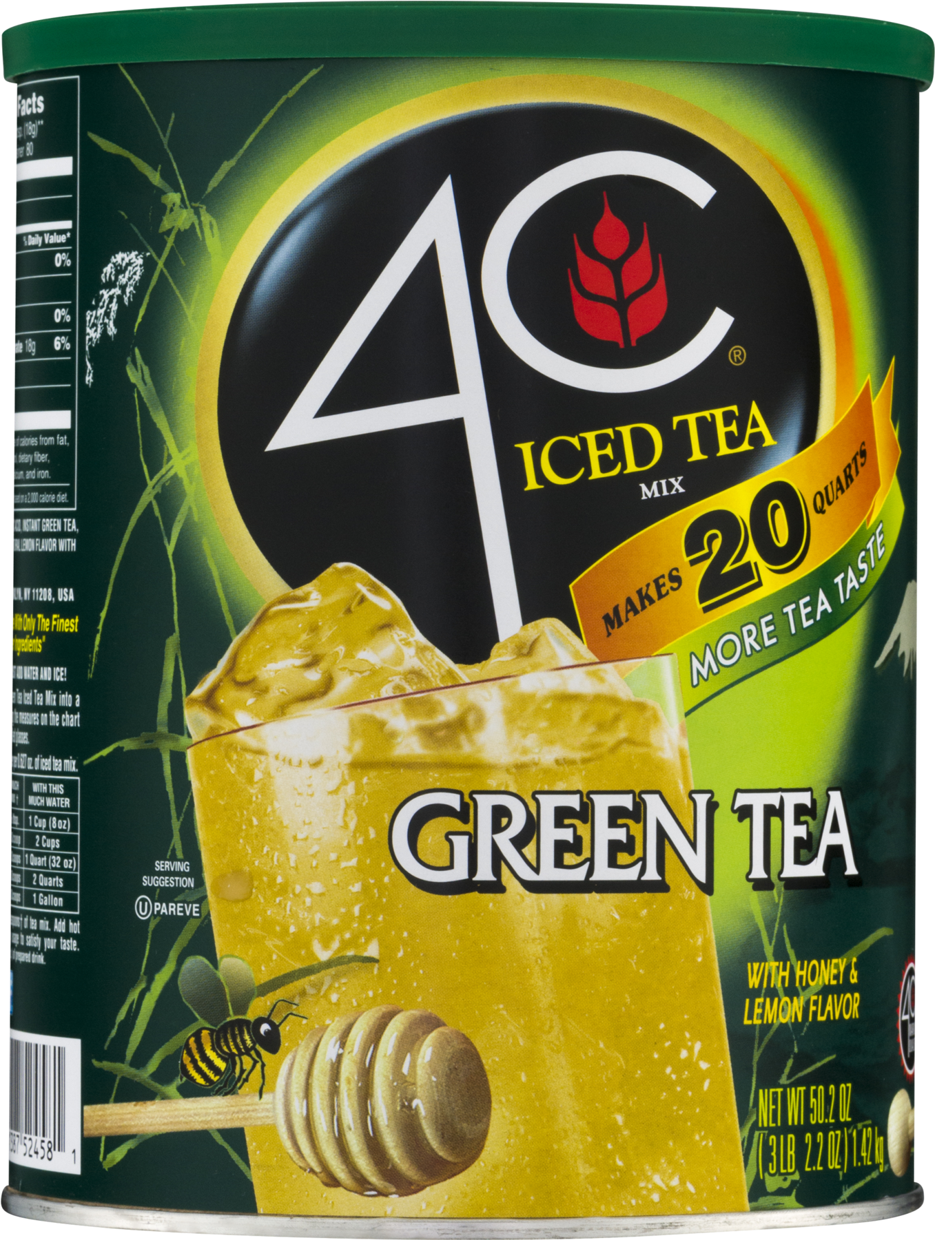 4 C Green Tea Iced Tea Mix Container PNG
