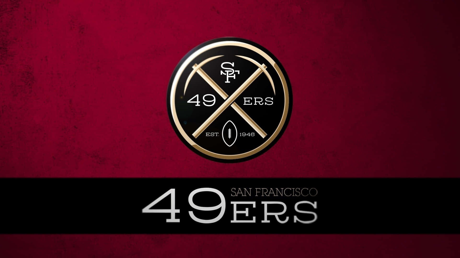49ers logo on a red background