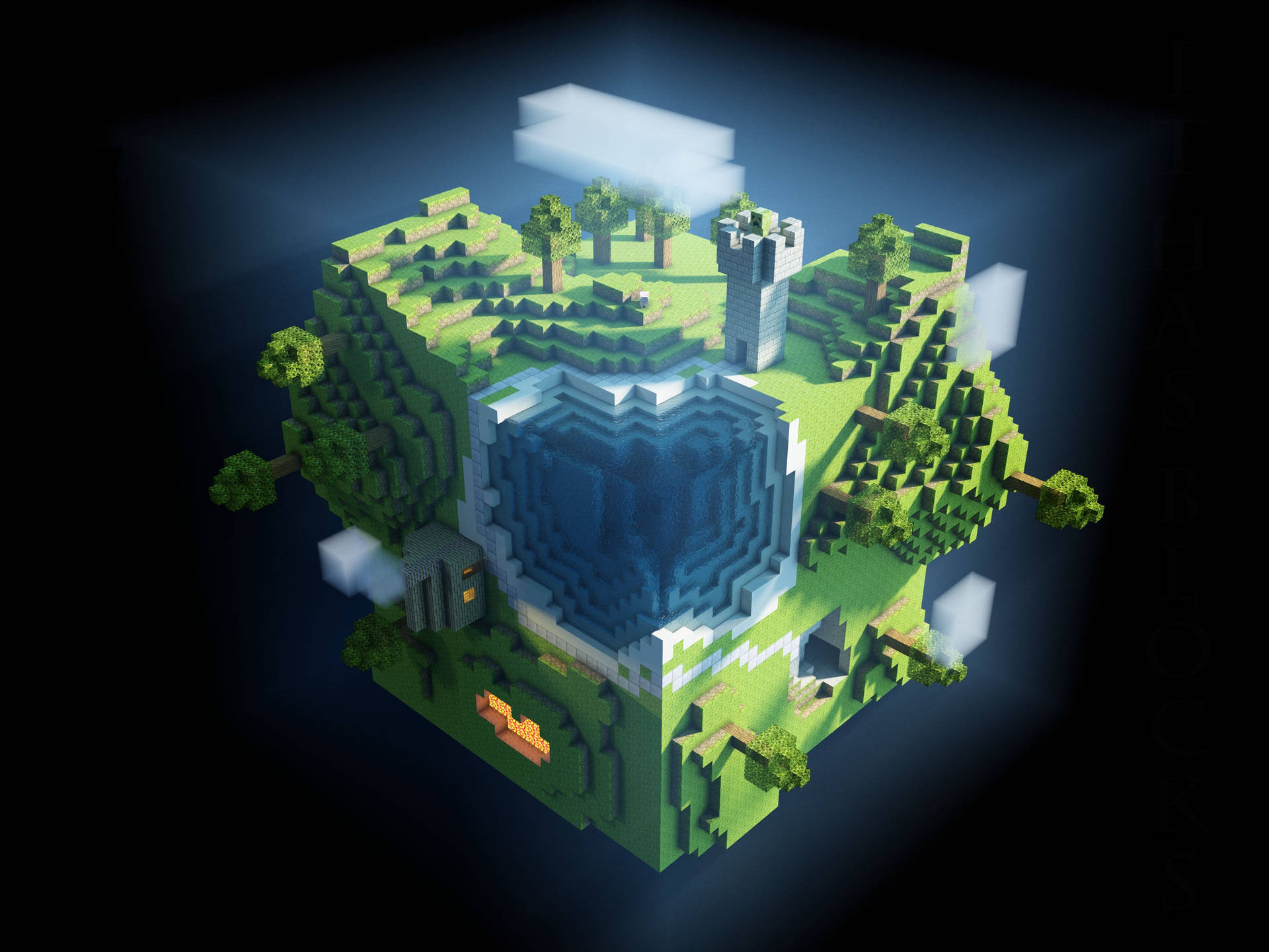 4d Minecraft Cube Wallpaper