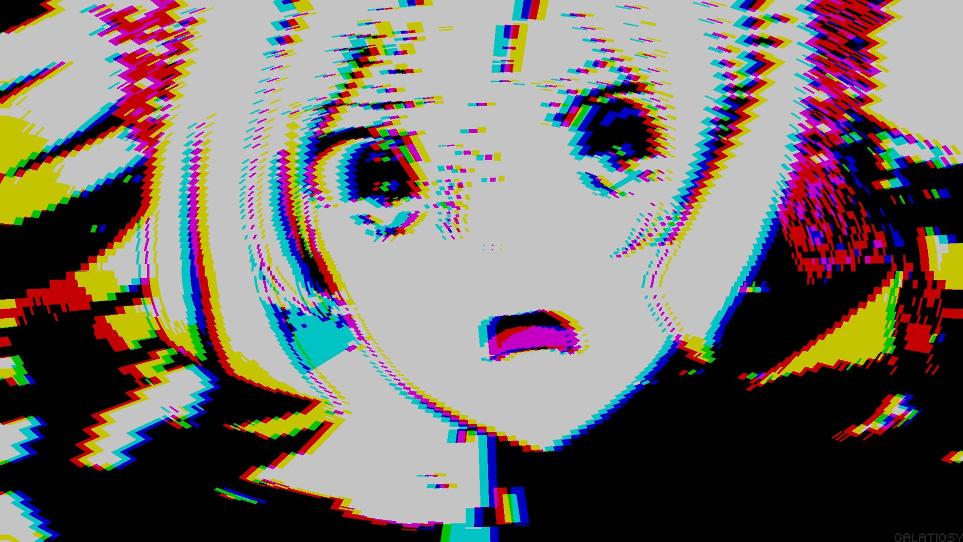 4k Aesthetic Anime Girl With Glitch Wallpaper