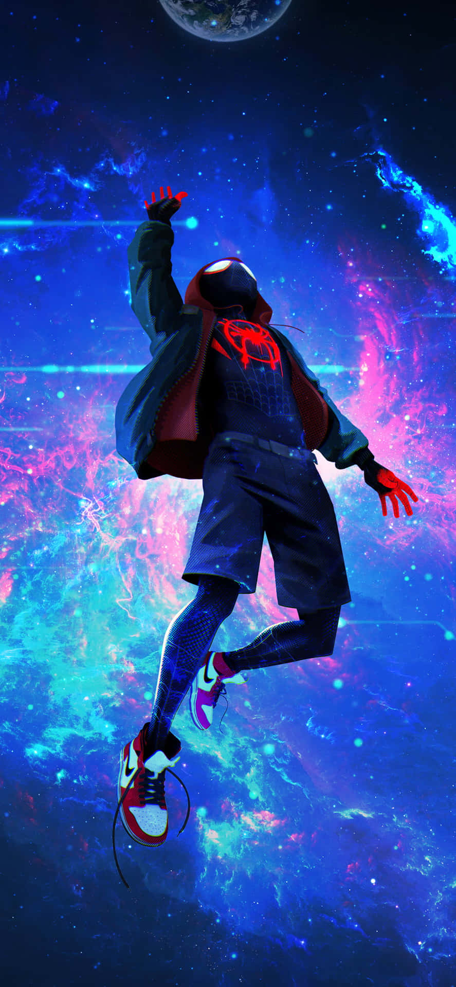 4k Amoled Background Miles Morales Falling In The Spiderverse Background