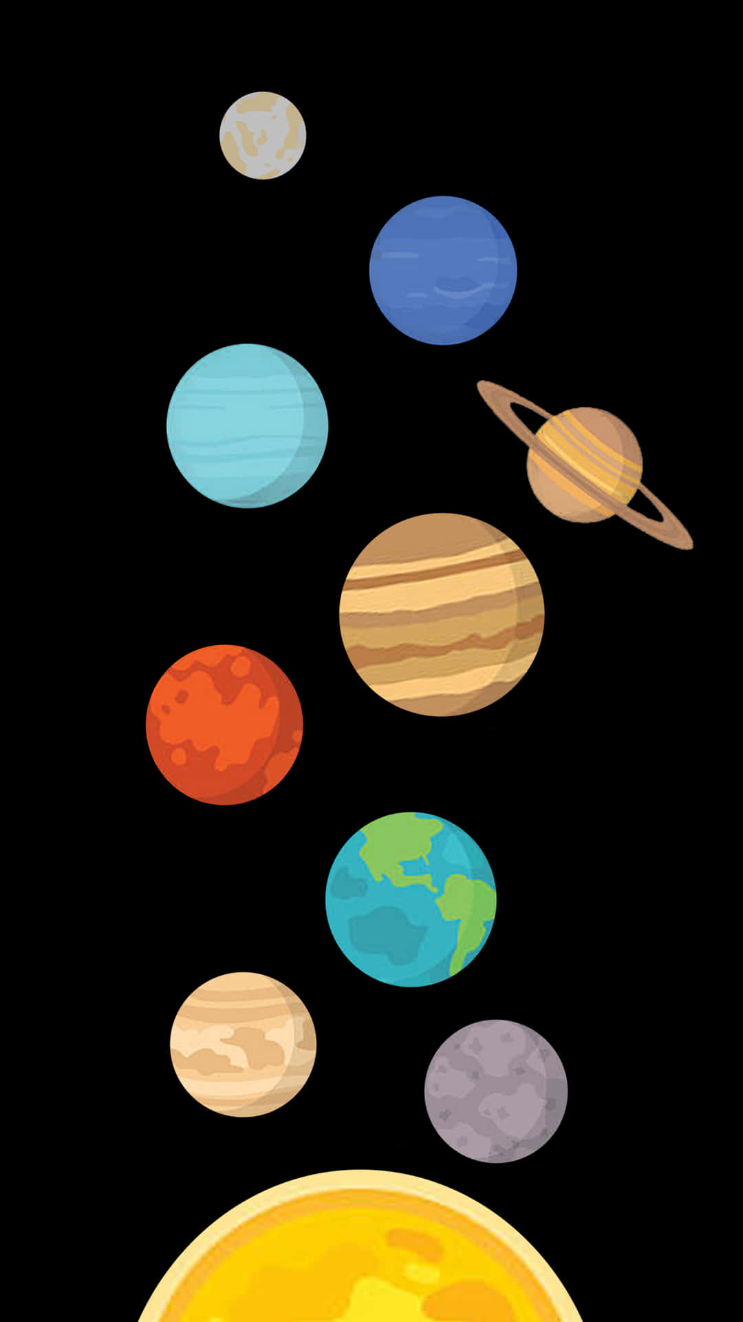A Cartoon Image Of The Planets Flying Around The Earth Wallpaper
