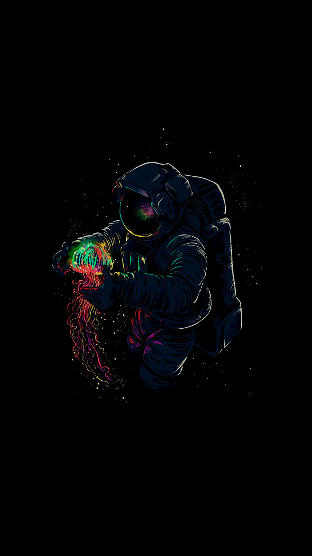 An Astronaut Is Holding A Colorful Ball Wallpaper