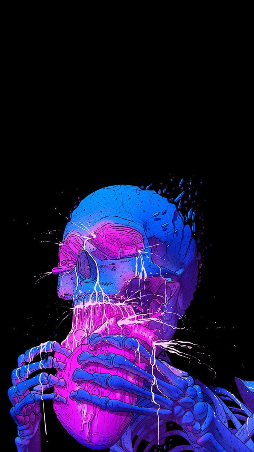 4k Amoled Phone Skeleton With A Heart Wallpaper