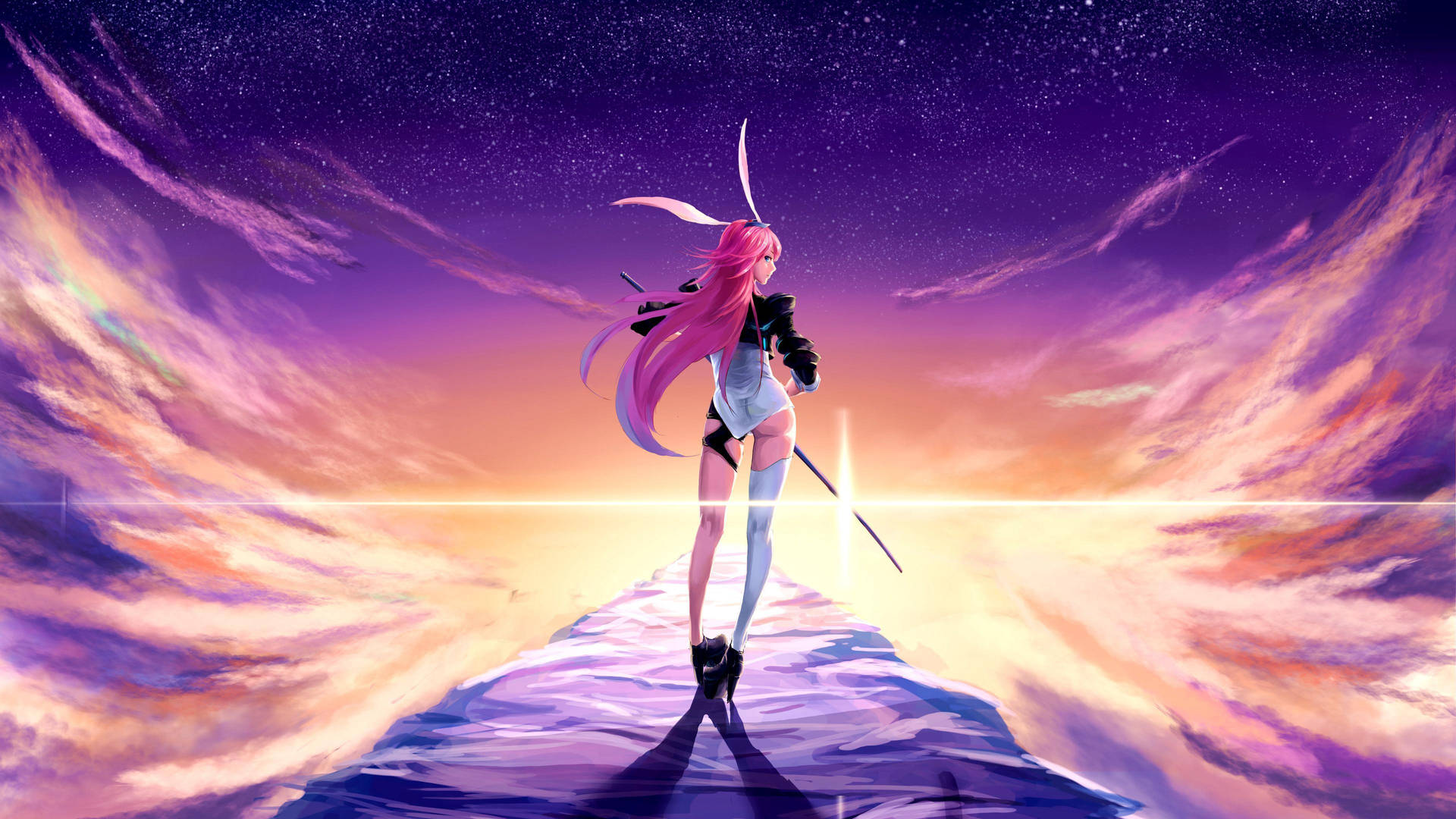 A stunning cute anime-style purpleish landscape in 4k resolution gif