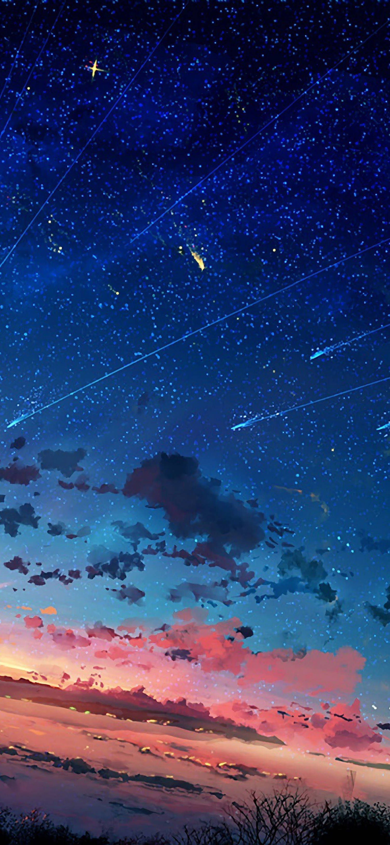 4k Anime Iphone Falling Stars And Comet Wallpaper