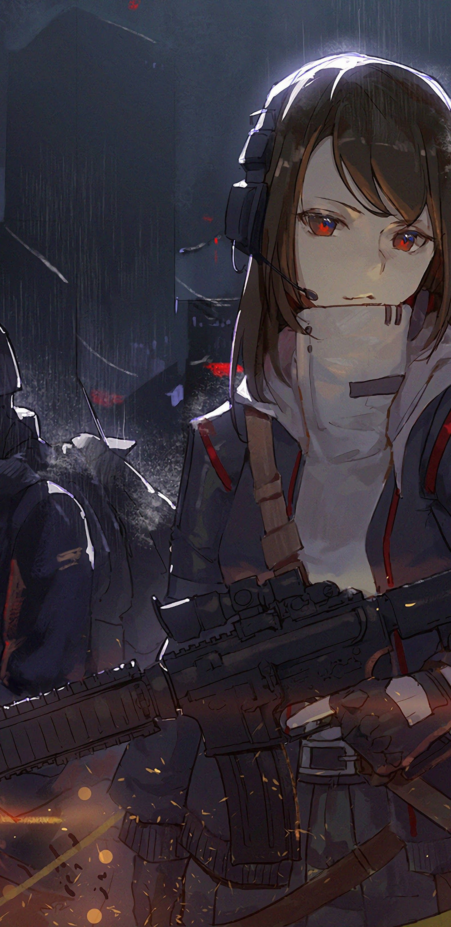 4K Anime IPhone Fierce Armed Girl Wallpaper