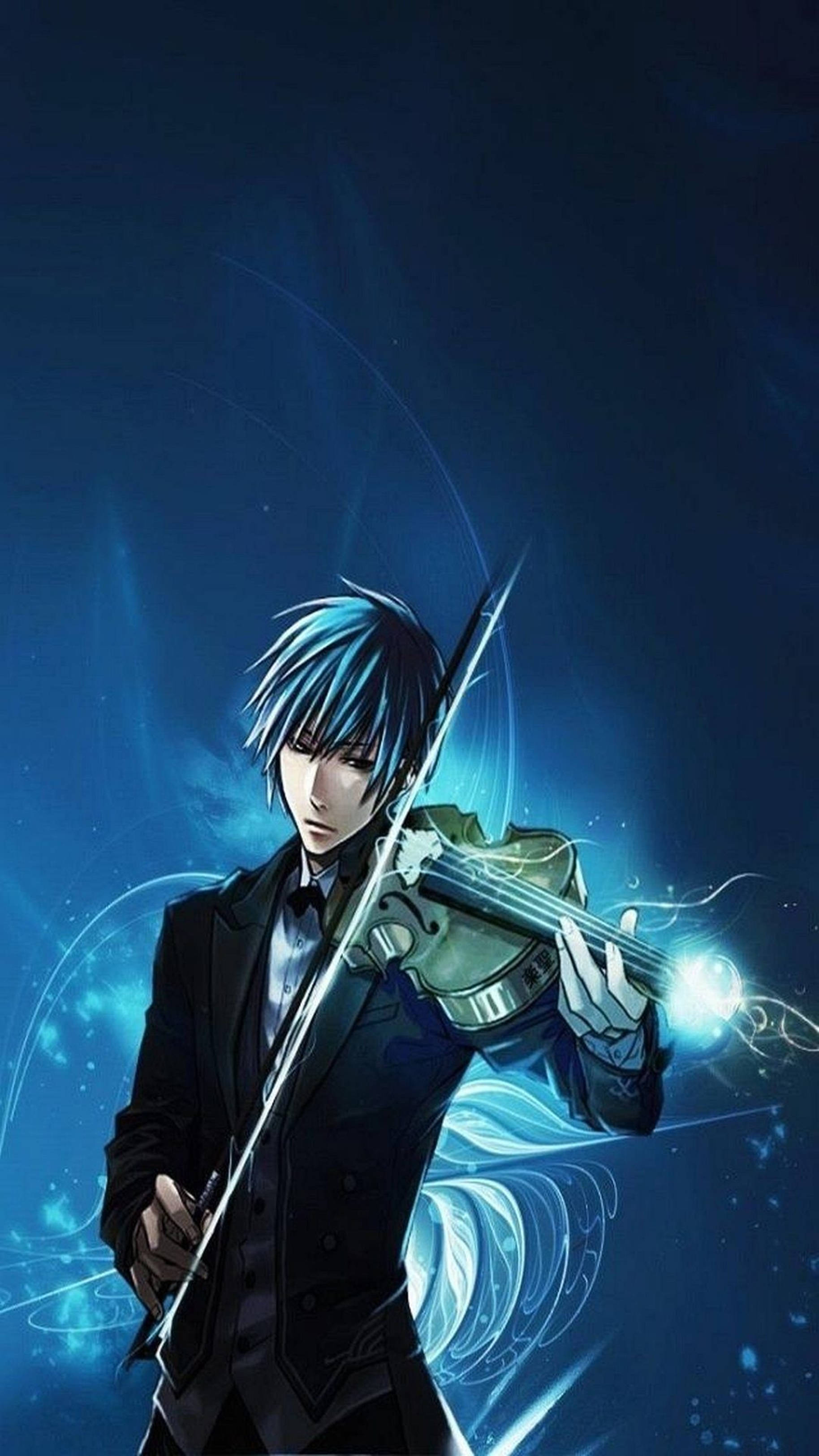 4K Anime IPhone Guy Playing Violin Wallpaper